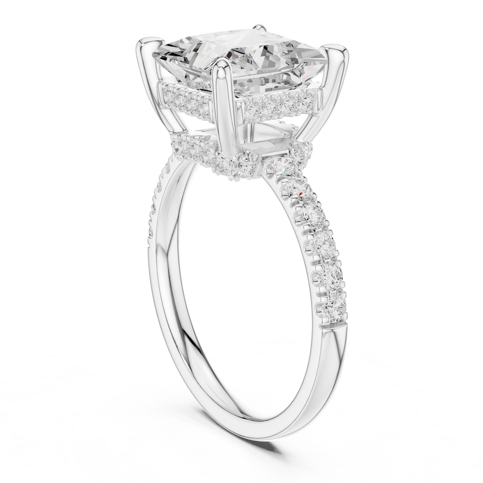 4.58 Ct. Classic Princess Diamond Ring with Hidden Halo and Pavé Band Setting (DDLR-259-PR) 5