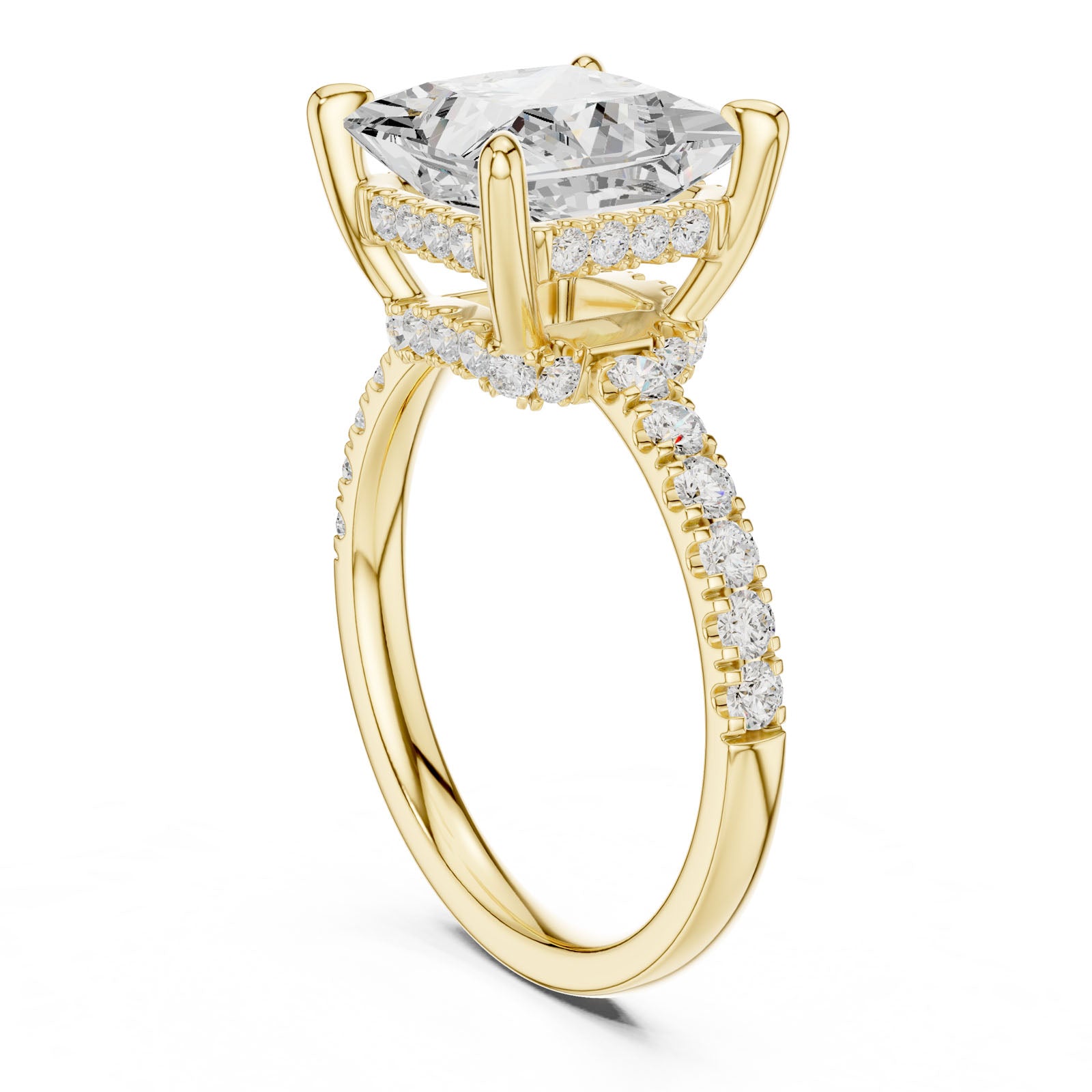 4.58 Ct. Classic Princess Diamond Ring with Hidden Halo and Pavé Band Setting (DDLR-259-PR) 9