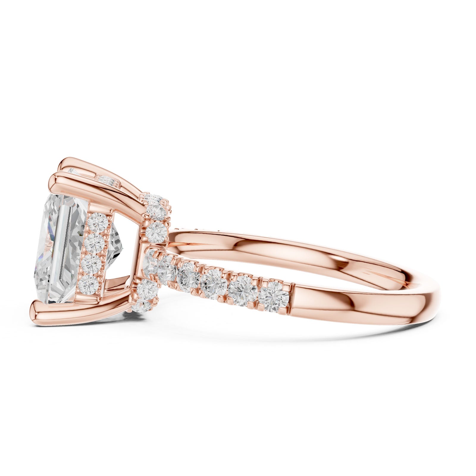 4.58 Ct. Classic Princess Diamond Ring with Hidden Halo and Pavé Band Setting (DDLR-259-PR) 4