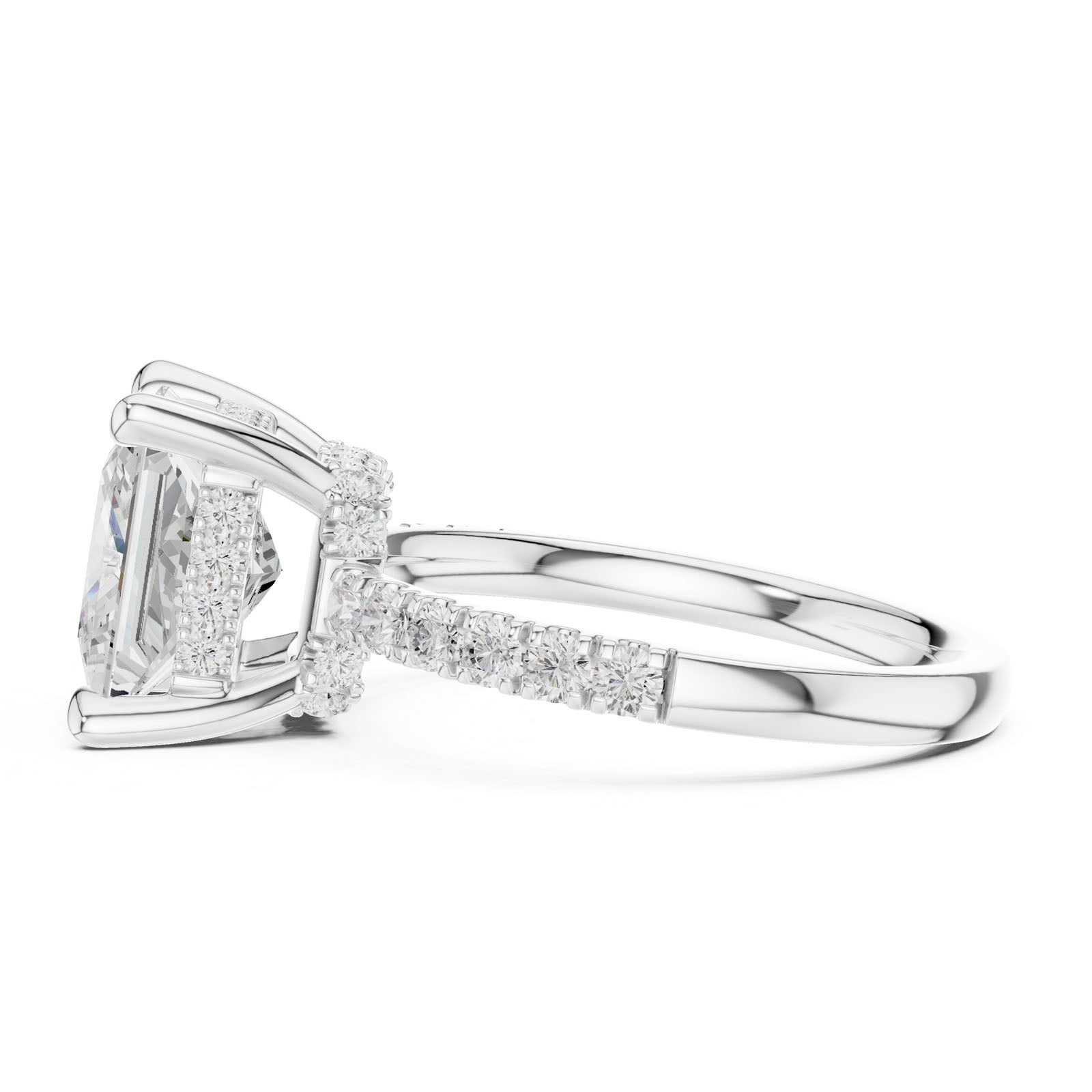 4.58 Ct. Classic Princess Diamond Ring with Hidden Halo and Pavé Band Setting (DDLR-259-PR) 11
