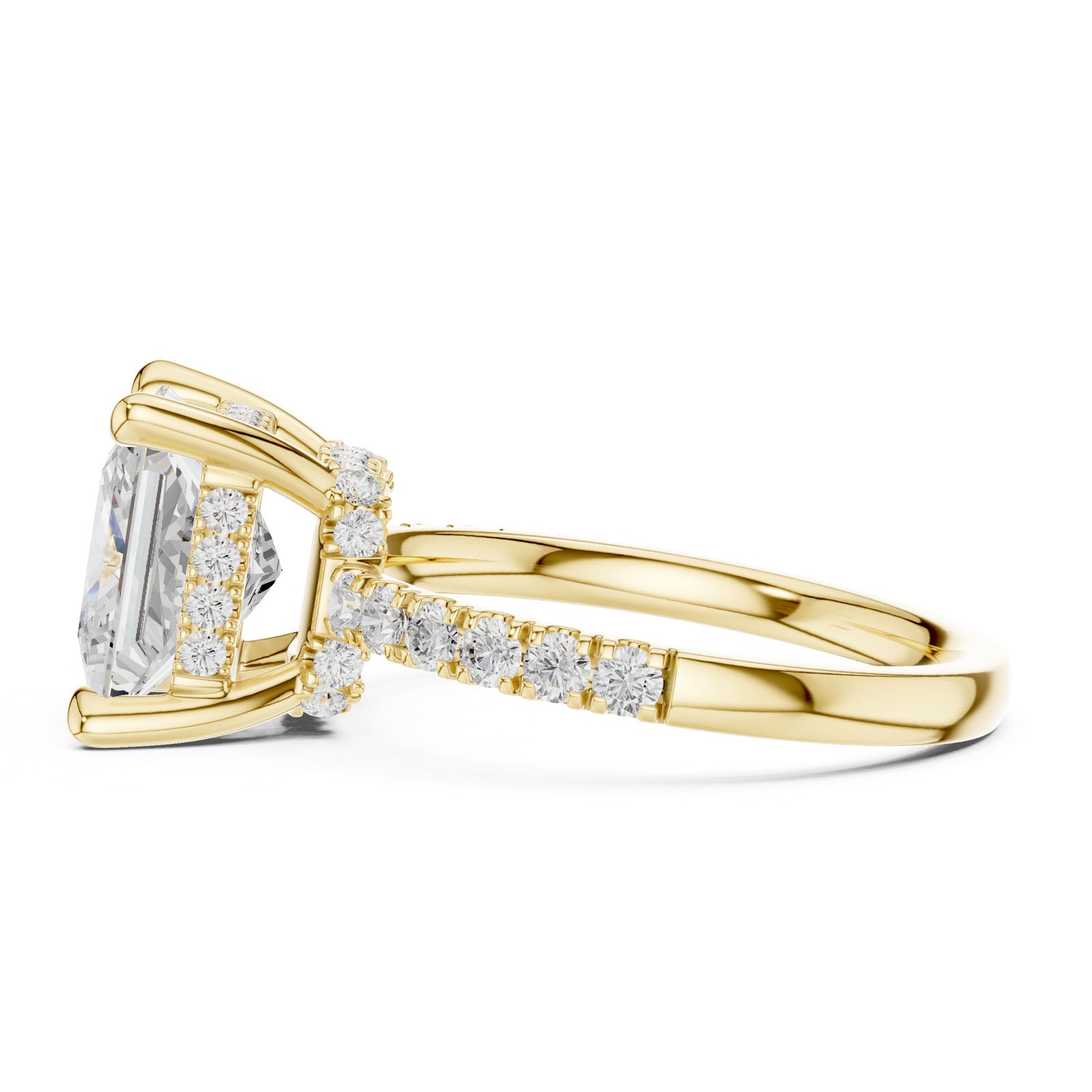 4.58 Ct. Classic Princess Diamond Ring with Hidden Halo and Pavé Band Setting (DDLR-259-PR) 6