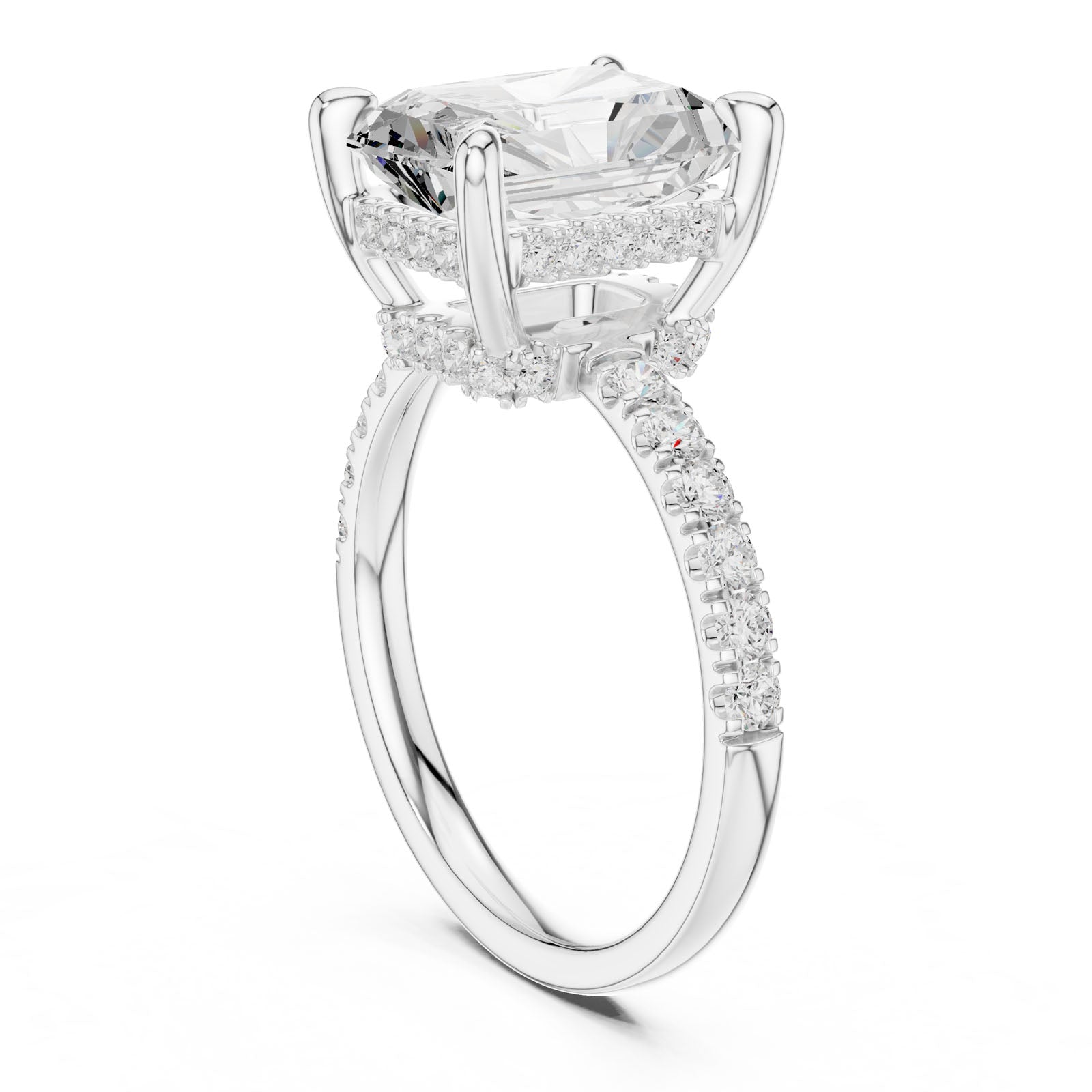 4.57 Ct. Classic Radiant Diamond Ring with Hidden Halo and Pavé Band Setting (DDLR-259-RA) 5
