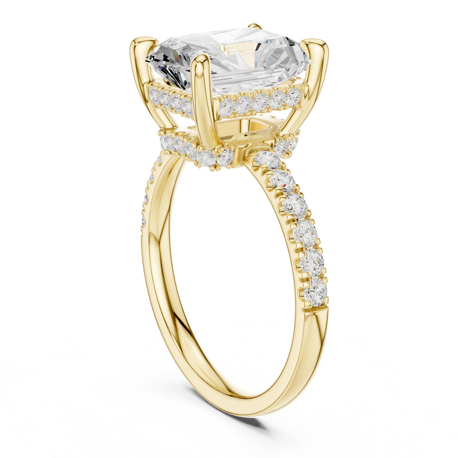 4.57 Ct. Classic Radiant Diamond Ring with Hidden Halo and Pavé Band Setting (DDLR-259-RA) 12