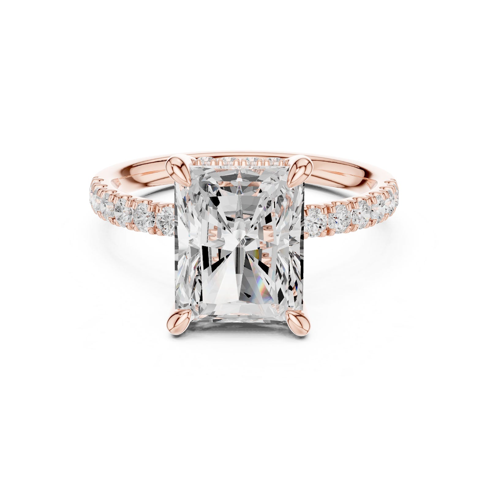 4.57 Ct. Classic Radiant Diamond Ring with Hidden Halo and Pavé Band Setting (DDLR-259-RA) 13