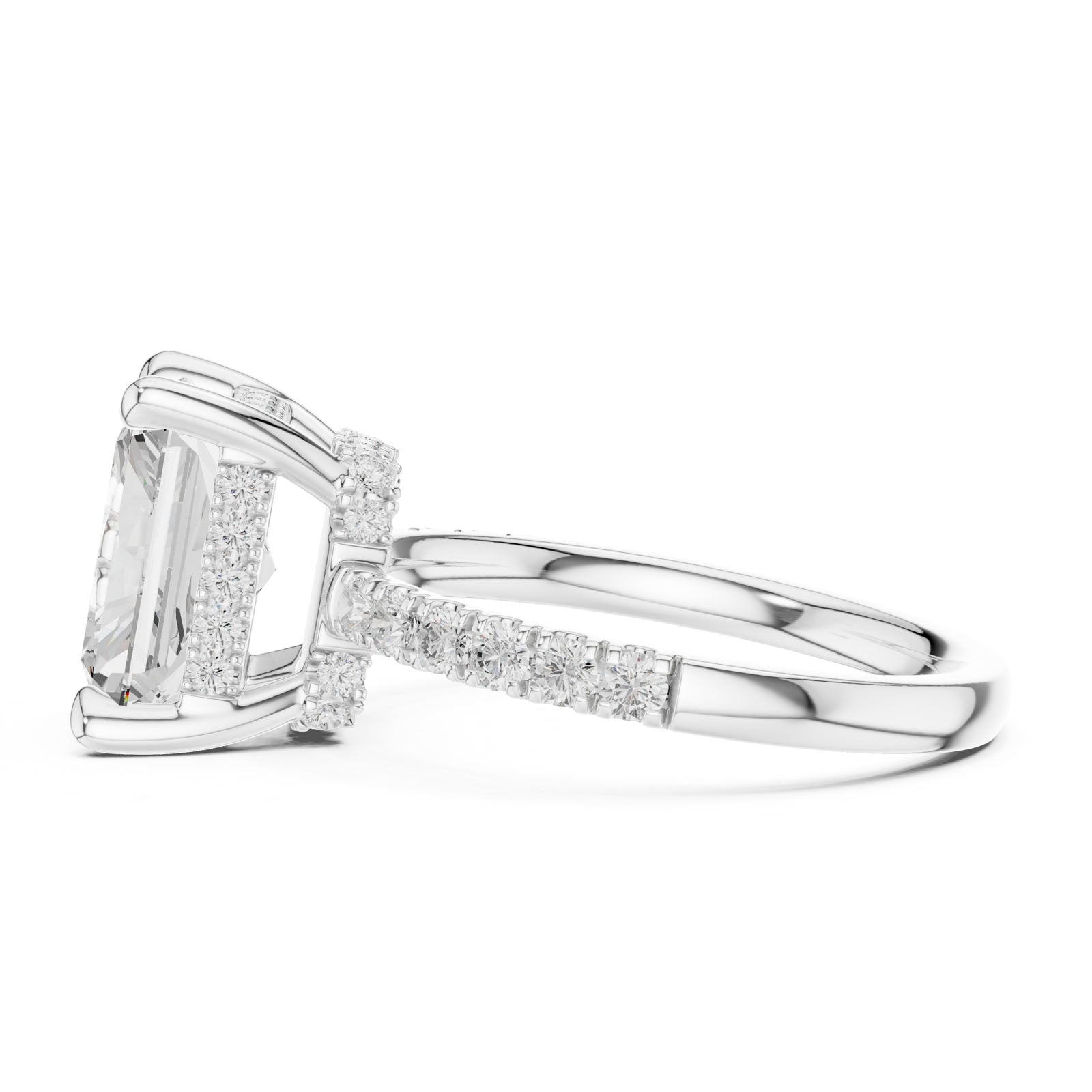 4.57 Ct. Classic Radiant Diamond Ring with Hidden Halo and Pavé Band Setting (DDLR-259-RA) 11