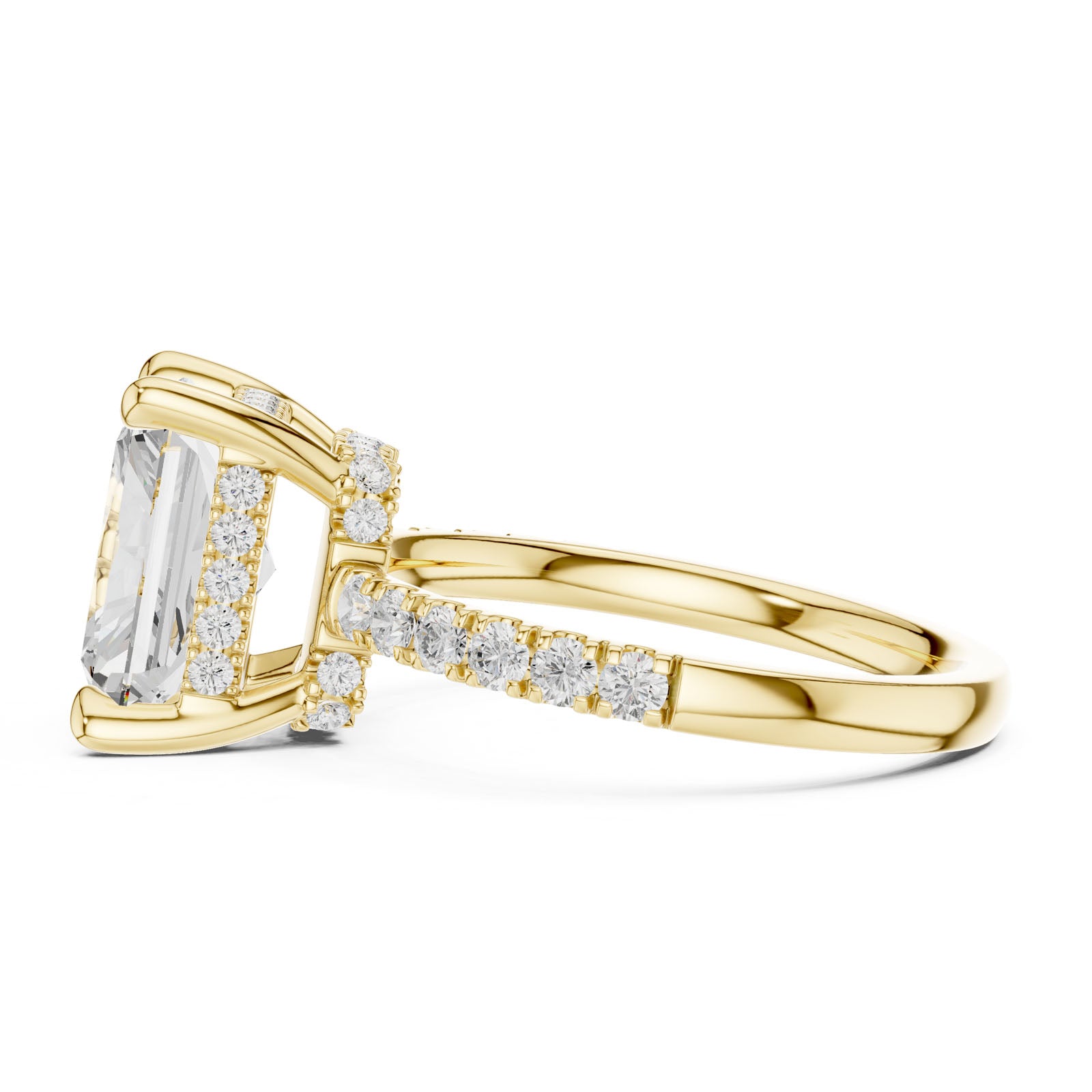 4.57 Ct. Classic Radiant Diamond Ring with Hidden Halo and Pavé Band Setting (DDLR-259-RA) 9