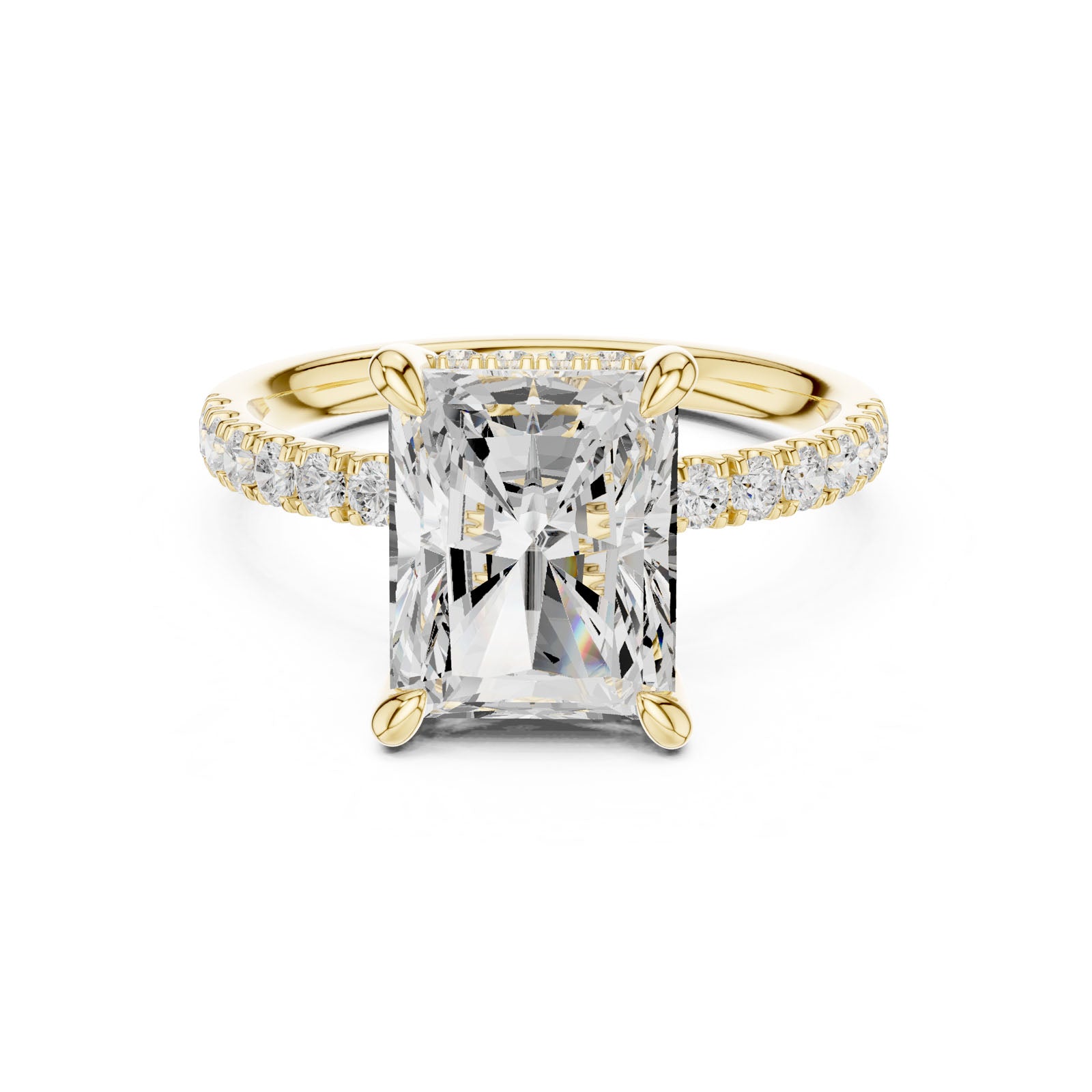 4.57 Ct. Classic Radiant Diamond Ring with Hidden Halo and Pavé Band Setting (DDLR-259-RA) 6