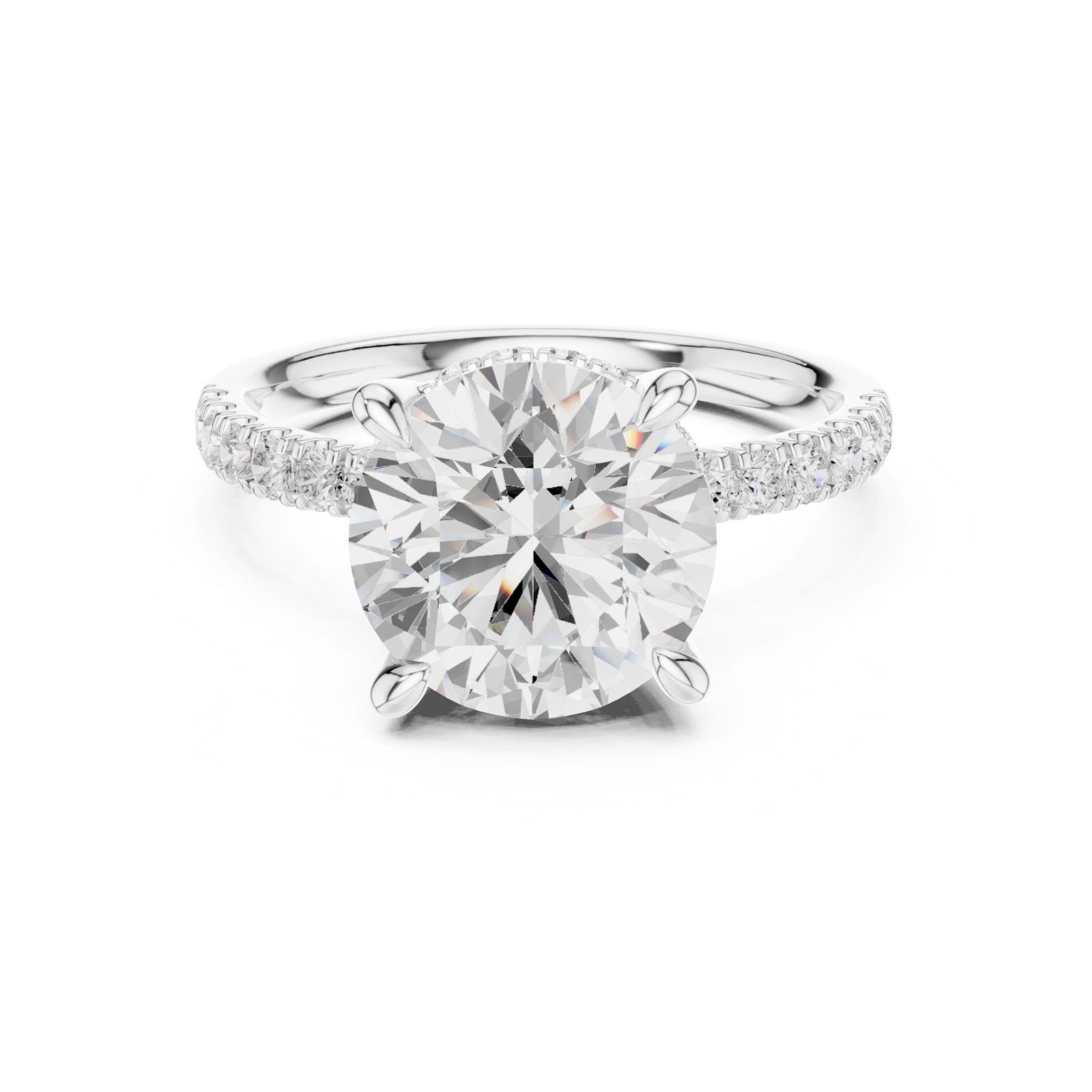 4.54 Ct. Classic Round Diamond Ring with Hidden Halo and Pavé Band Setting (DDLR-259-RD)