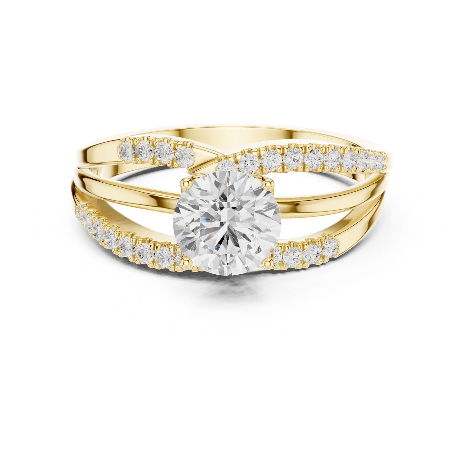 1.06 Ct. Round Diamond Split Shank Ring with Pavé Bands (DDLR-356) 5