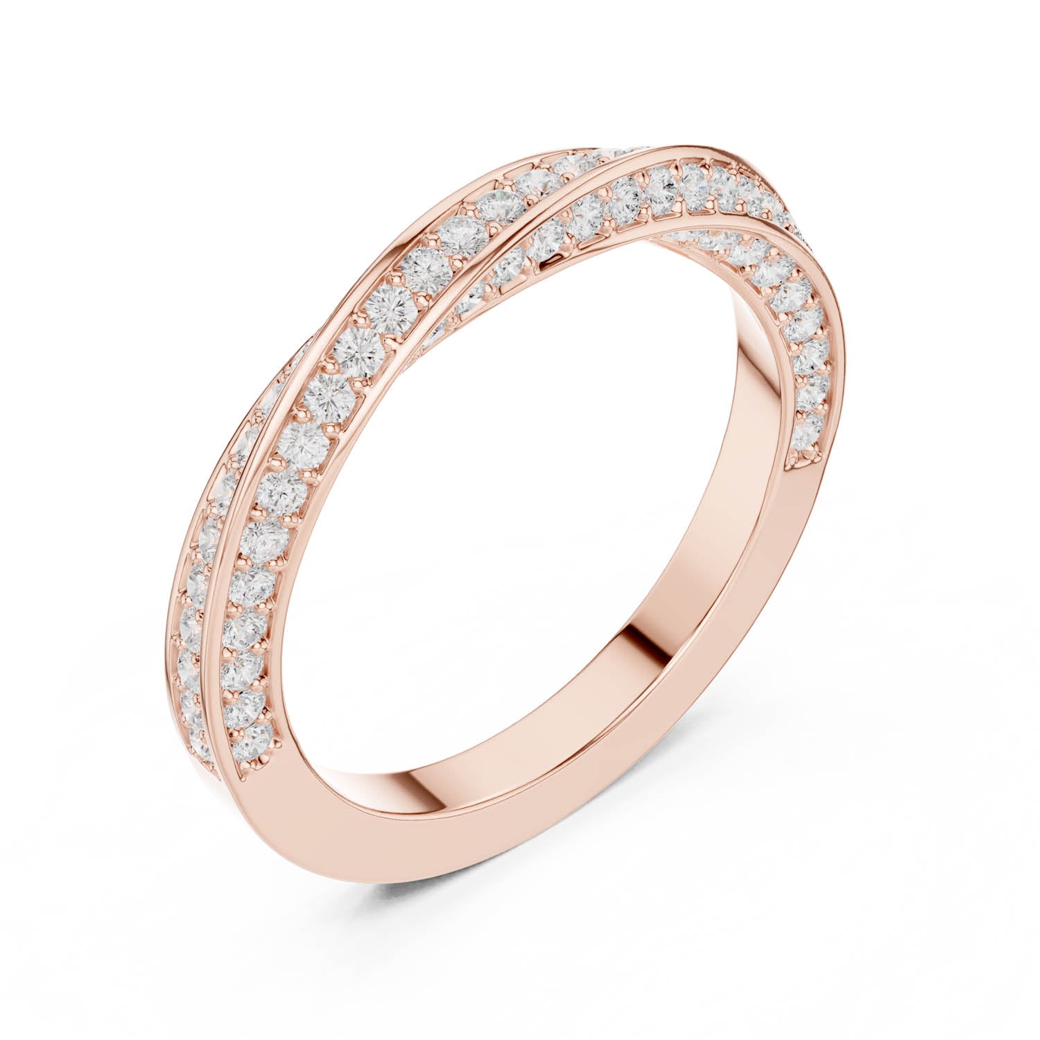 .72 Ct. Diamond Crisscross Wedding Band with Pavé Setting (DDLR-377) 6
