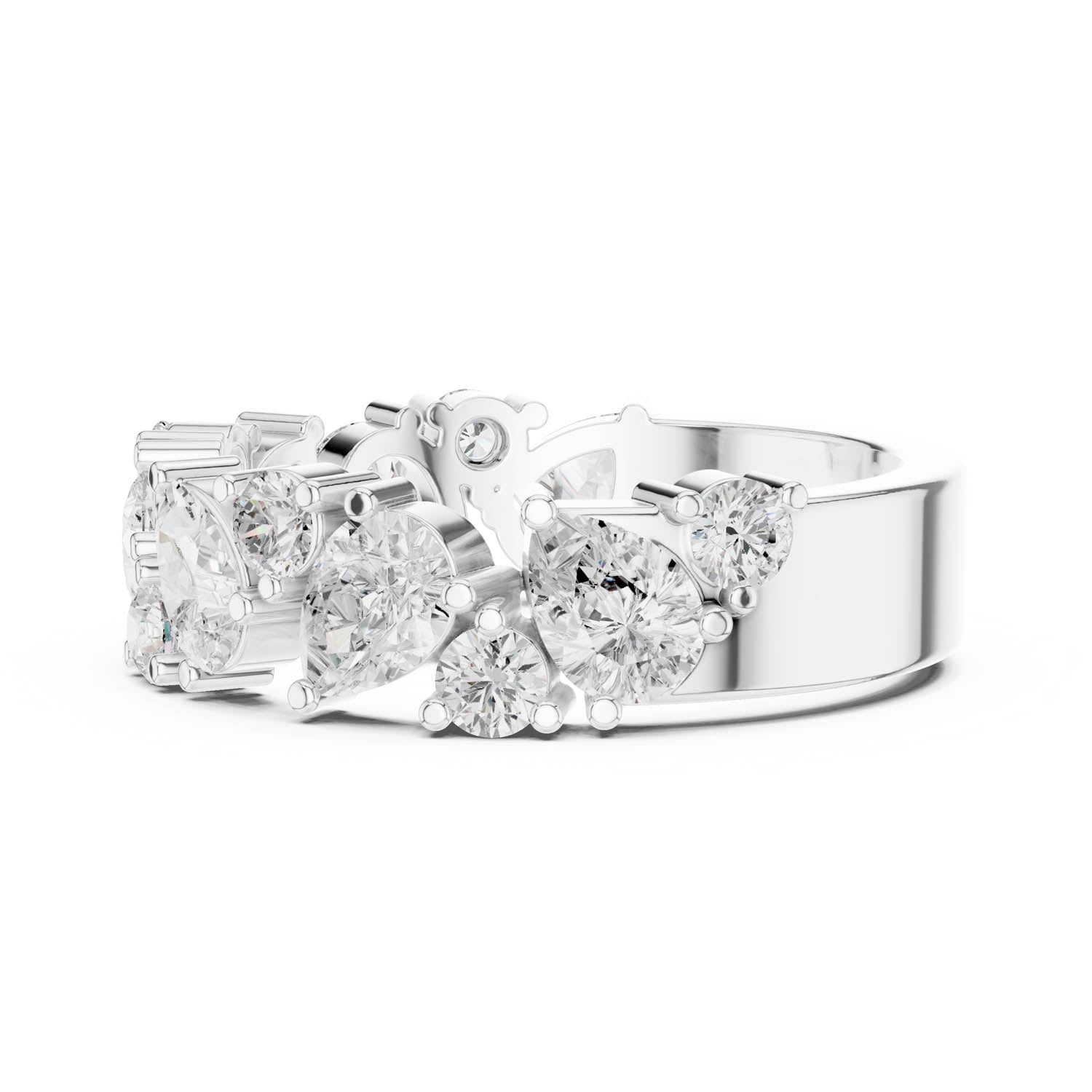 1.88 Ct. Mixed Shape Diamond Cluster Ring with Wide Band (DDLR-378) 3