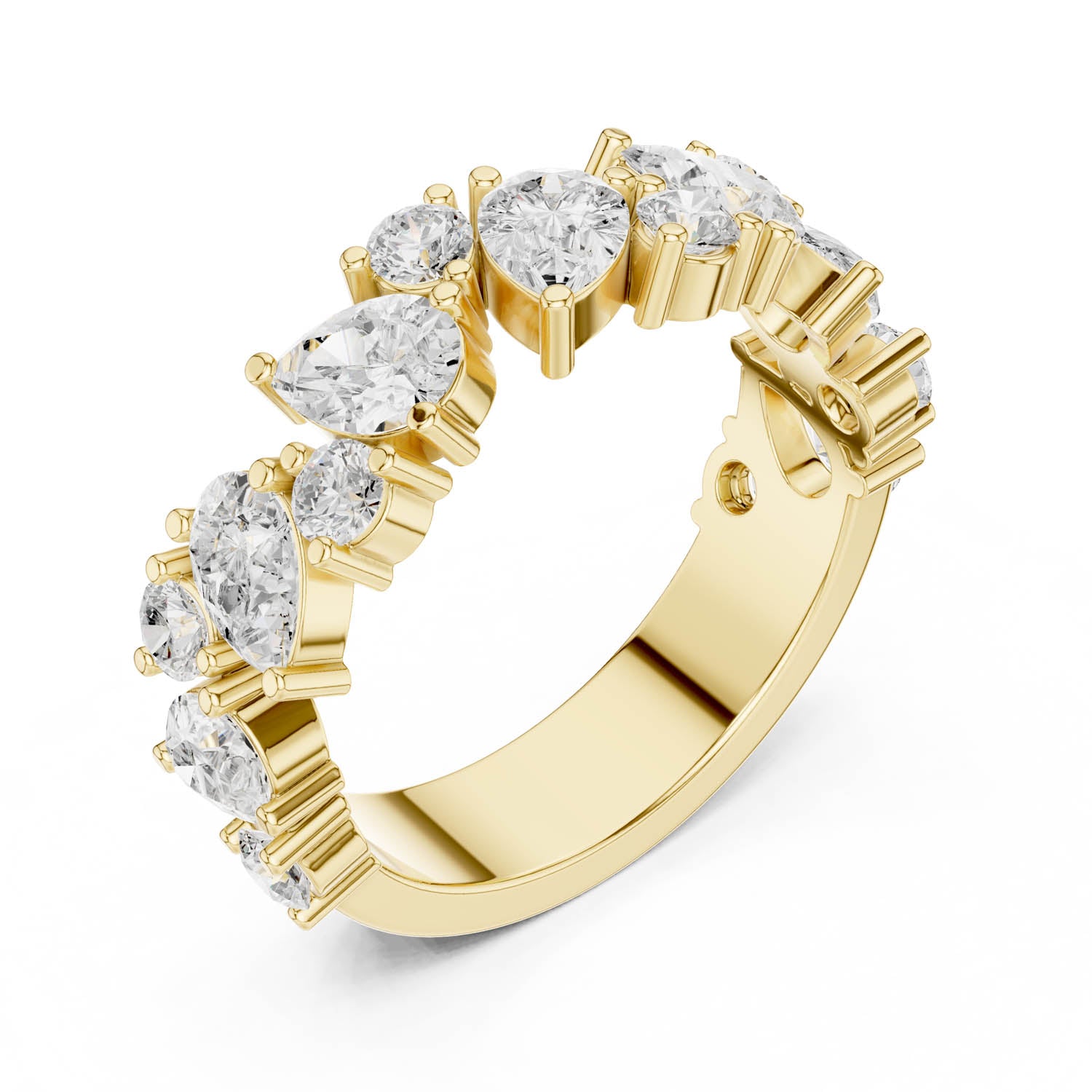 1.88 Ct. Mixed Shape Diamond Cluster Ring with Wide Band (DDLR-378) 10
