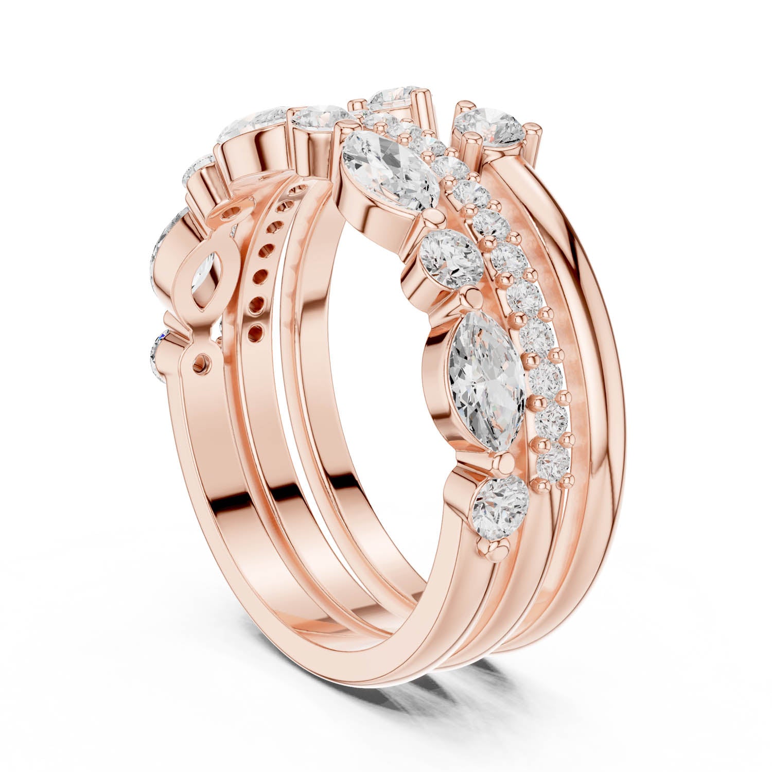 1.18 Ct. Multi-Row Diamond Stack Ring Set (DDLR-383) 9