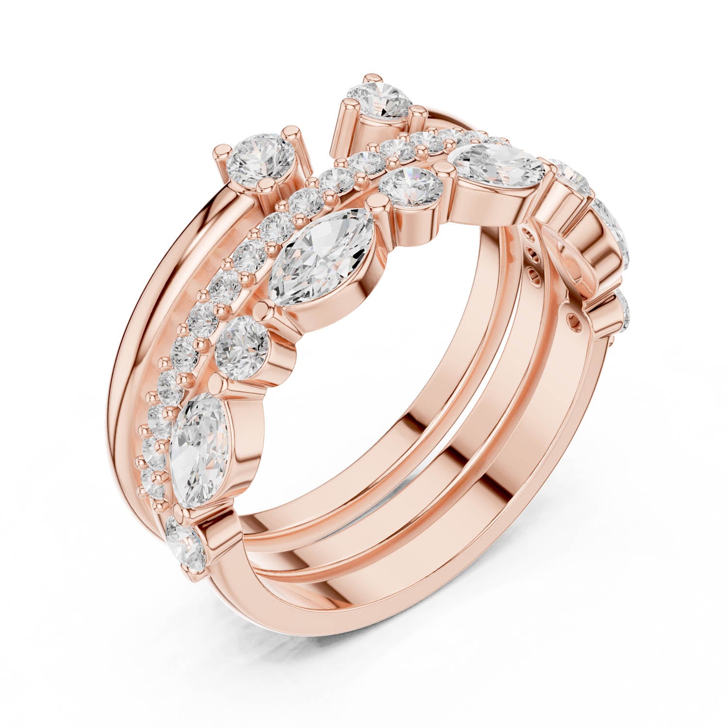 1.18 Ct. Multi-Row Diamond Stack Ring Set (DDLR-383) 12