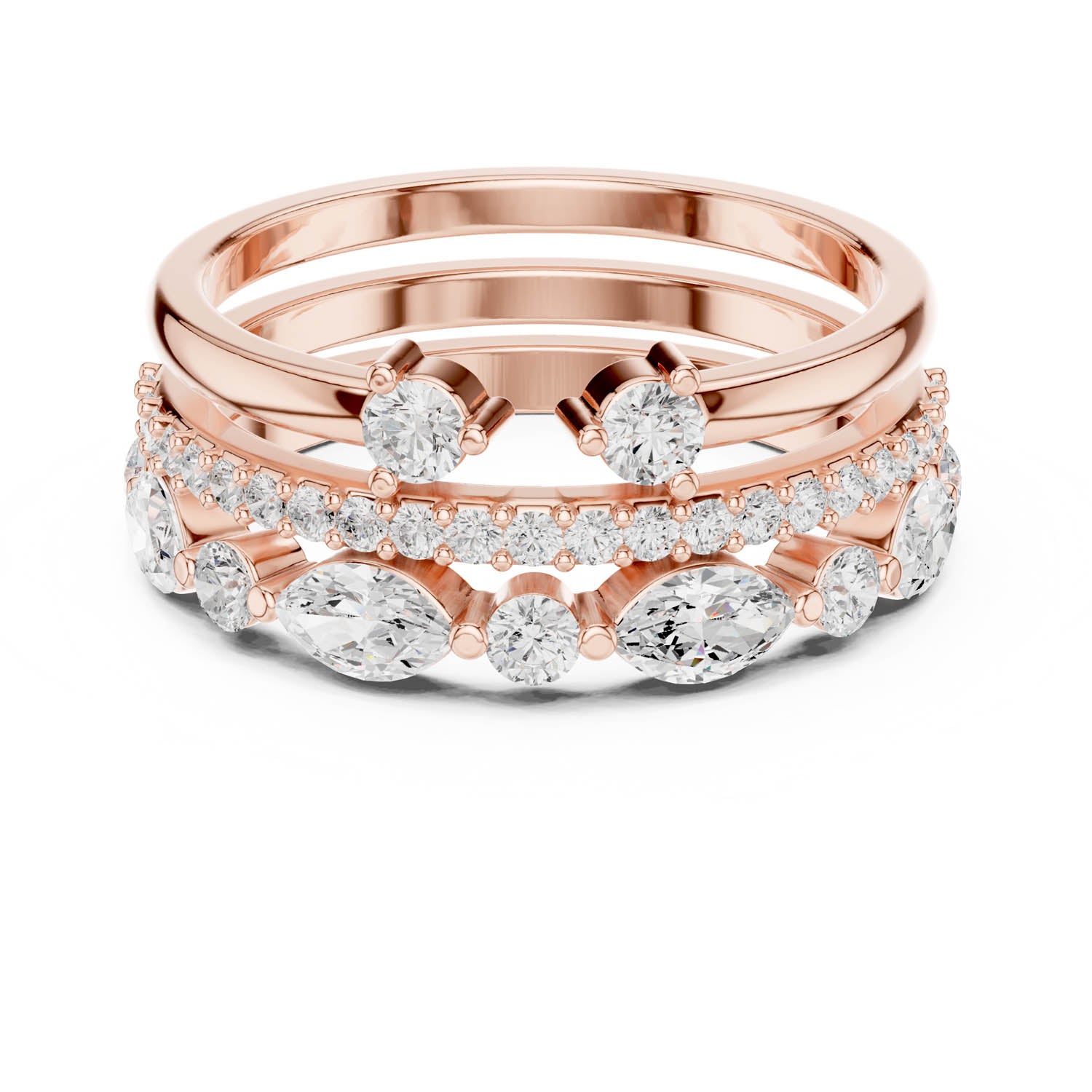 1.18 Ct. Multi-Row Diamond Stack Ring Set (DDLR-383) 6