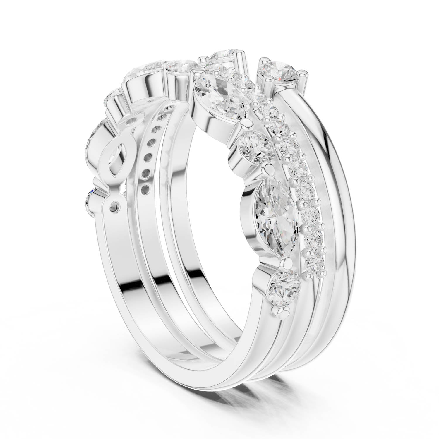 1.18 Ct. Multi-Row Diamond Stack Ring Set (DDLR-383) 4