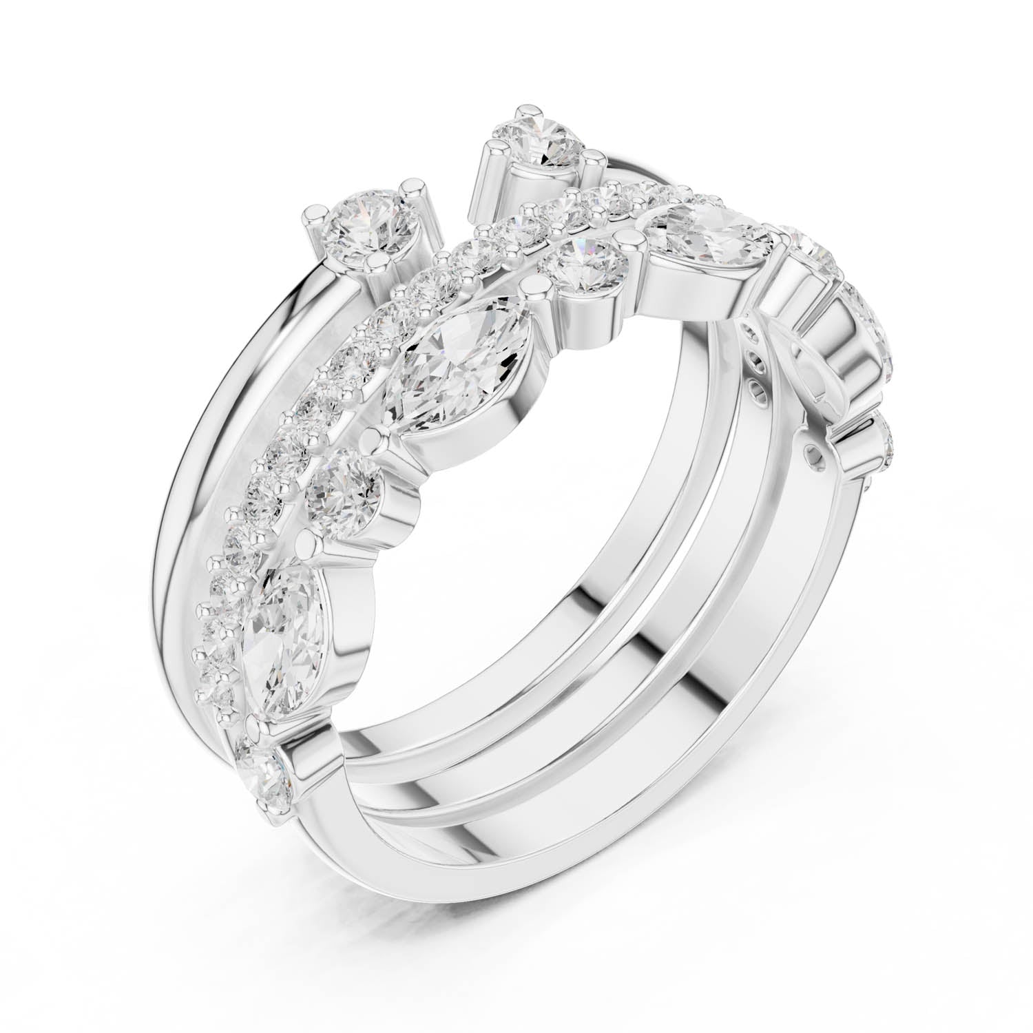 1.18 Ct. Multi-Row Diamond Stack Ring Set (DDLR-383) 7