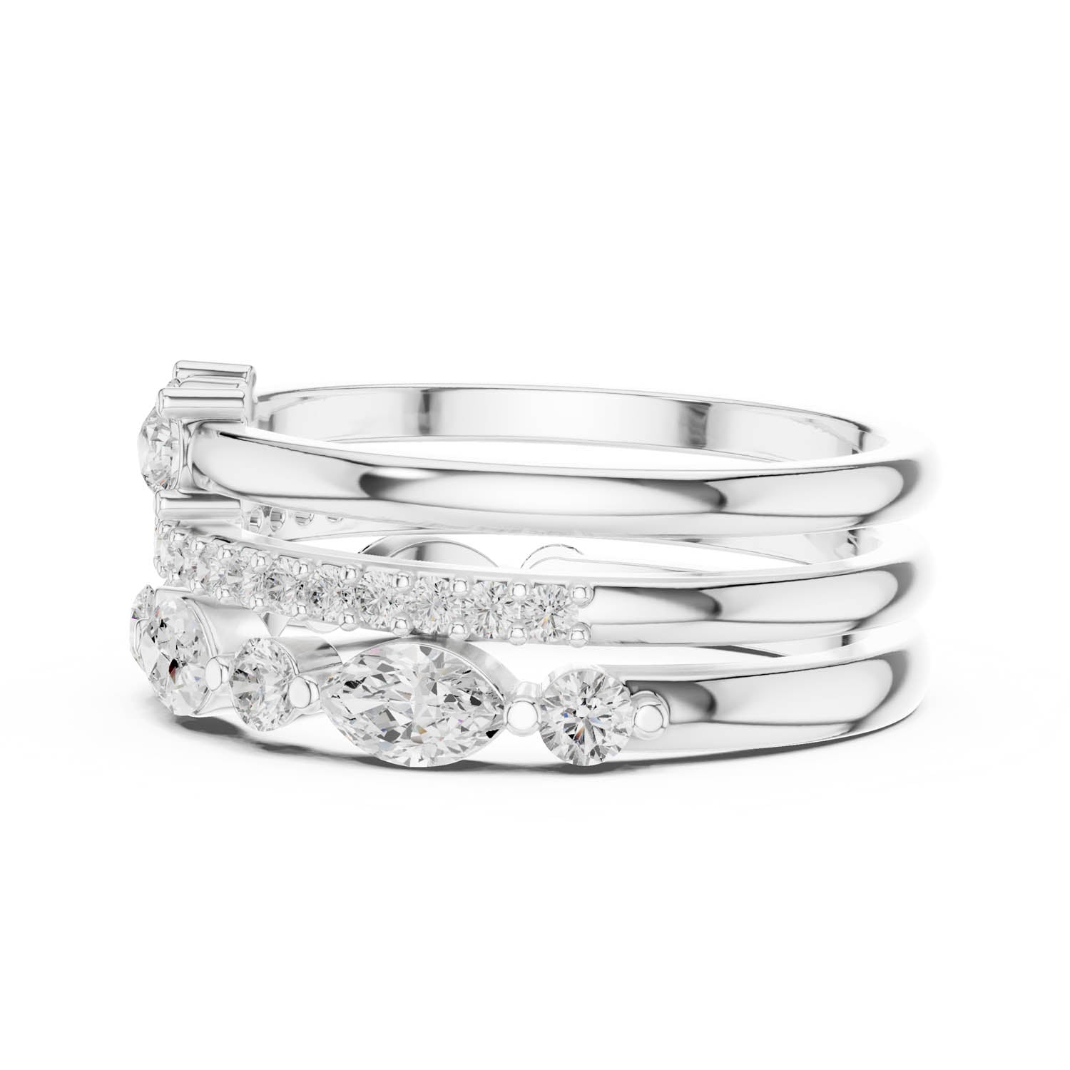 1.18 Ct. Multi-Row Diamond Stack Ring Set (DDLR-383) 10