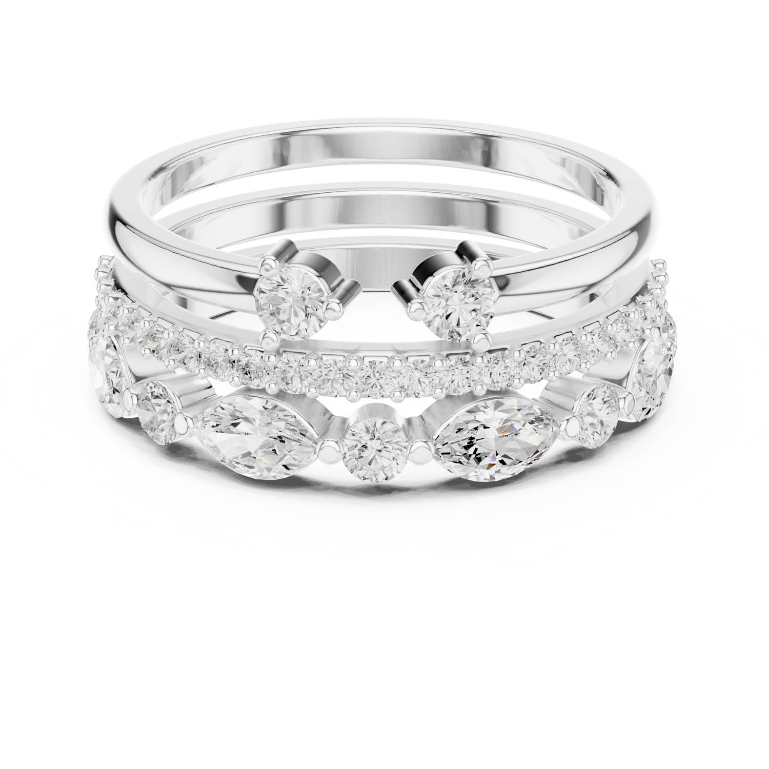 1.18 Ct. Multi-Row Diamond Stack Ring Set (DDLR-383)