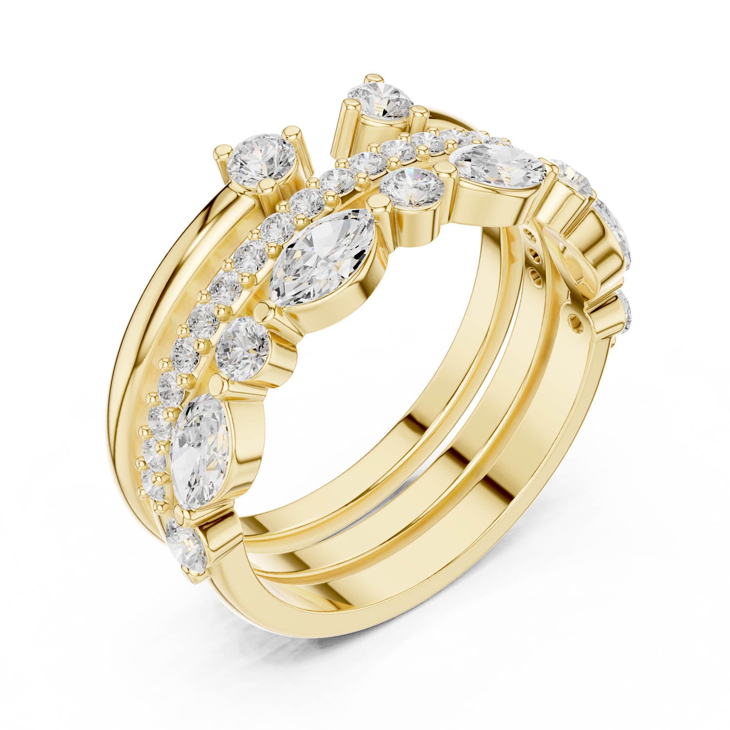 1.18 Ct. Multi-Row Diamond Stack Ring Set (DDLR-383)