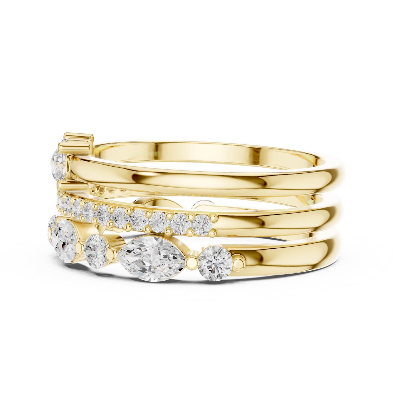 1.18 Ct. Multi-Row Diamond Stack Ring Set (DDLR-383) 5