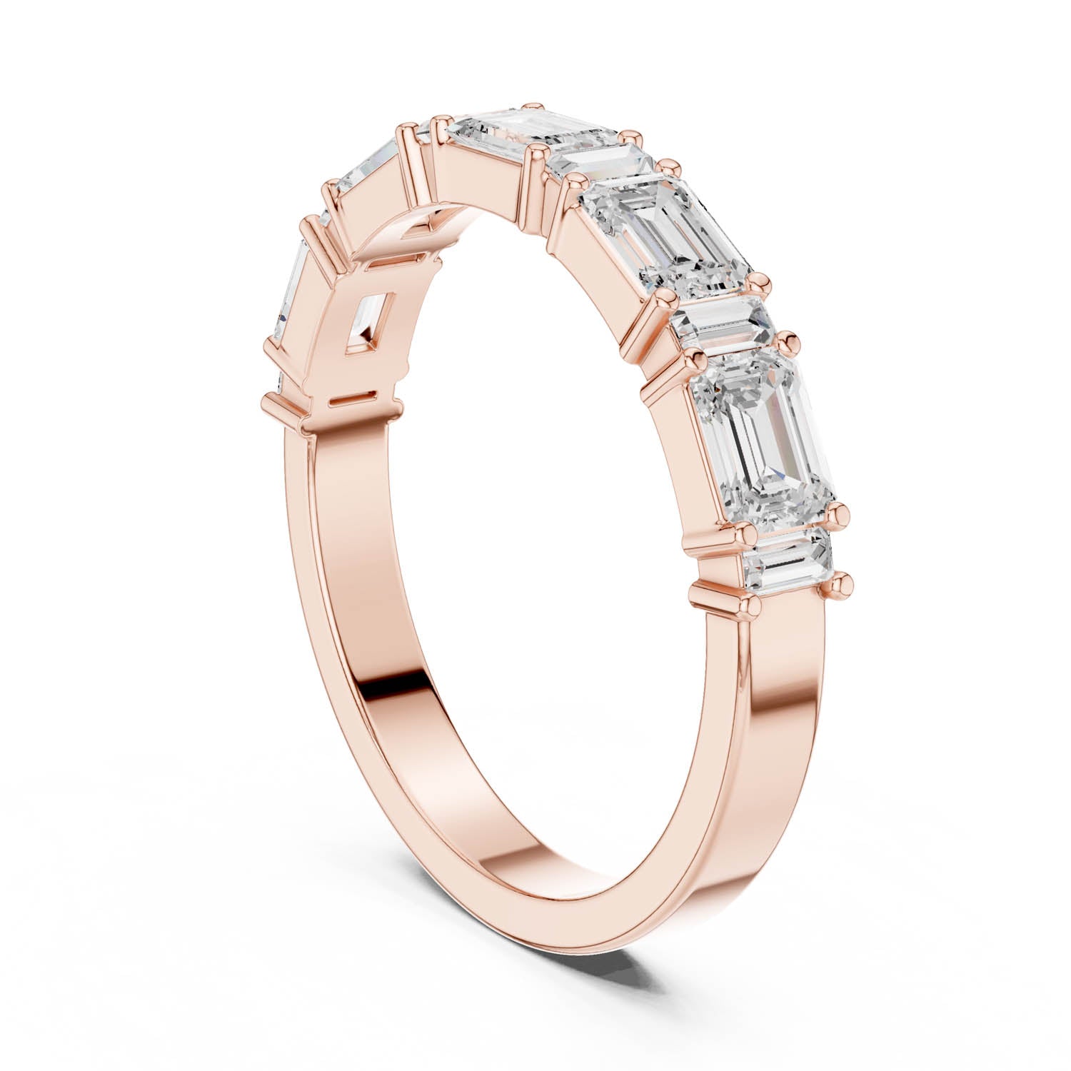 .85 Ct. Graduated Emerald Cut Diamond Half Eternity Wedding Band (DDLR-385) 6