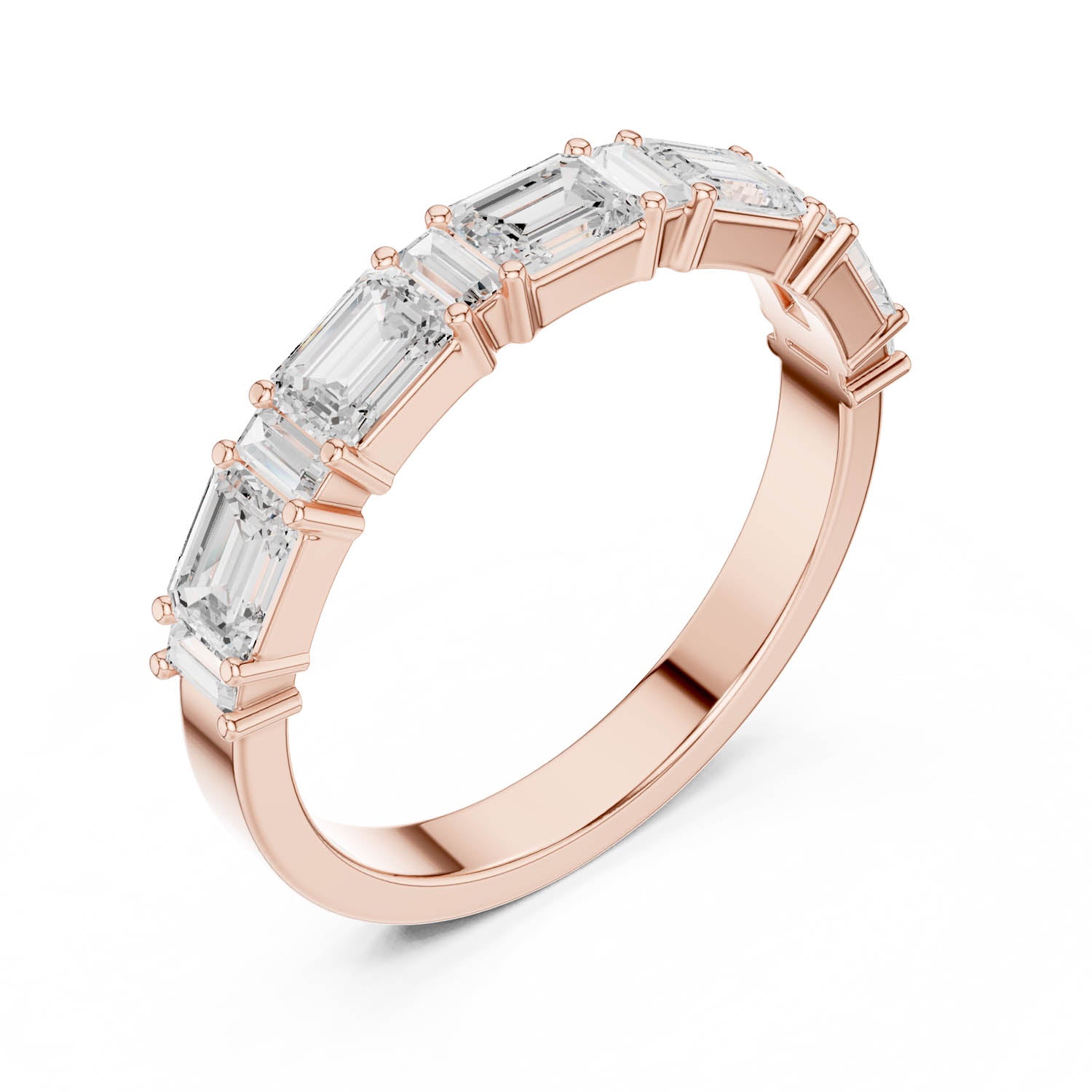 .85 Ct. Graduated Emerald Cut Diamond Half Eternity Wedding Band (DDLR-385) 9