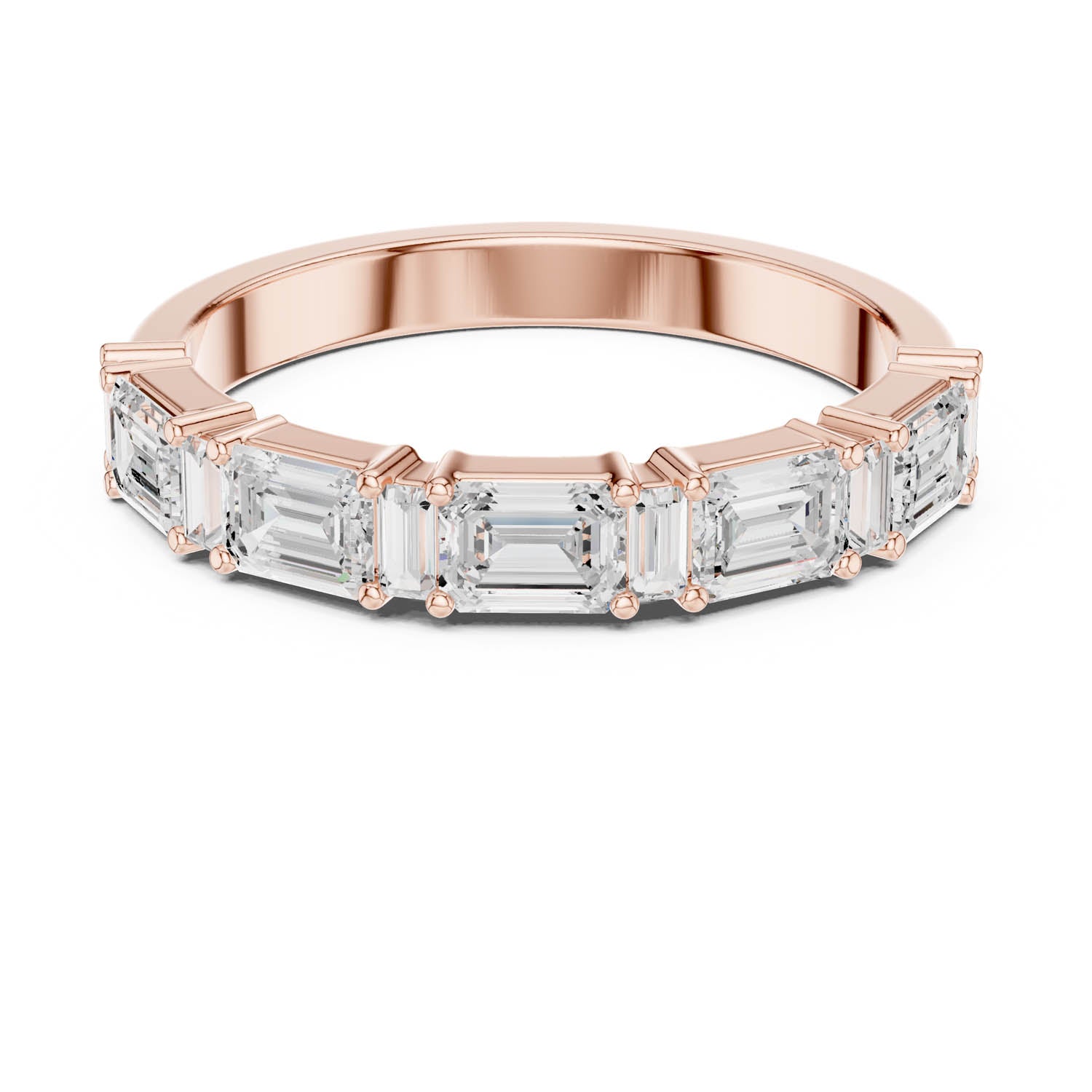 .85 Ct. Graduated Emerald Cut Diamond Half Eternity Wedding Band (DDLR-385) 12