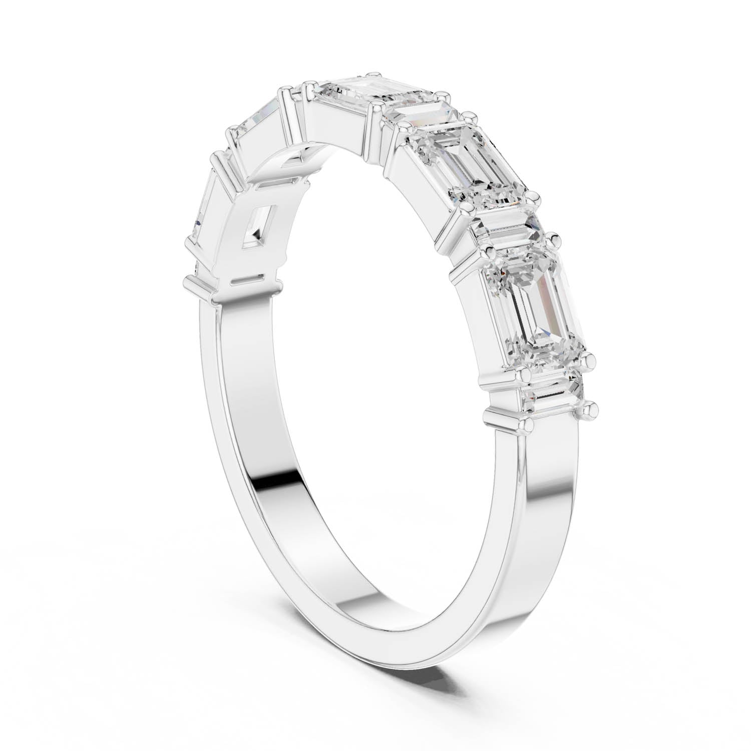 .85 Ct. Graduated Emerald Cut Diamond Half Eternity Wedding Band (DDLR-385) 4