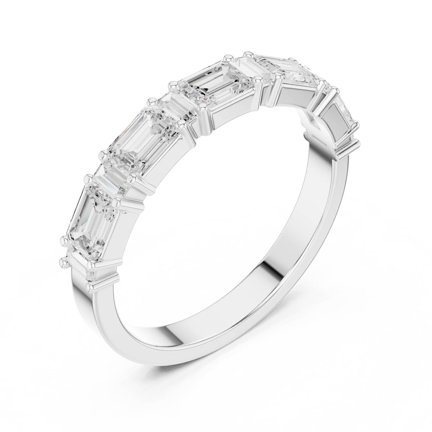 .85 Ct. Graduated Emerald Cut Diamond Half Eternity Wedding Band (DDLR-385) 10