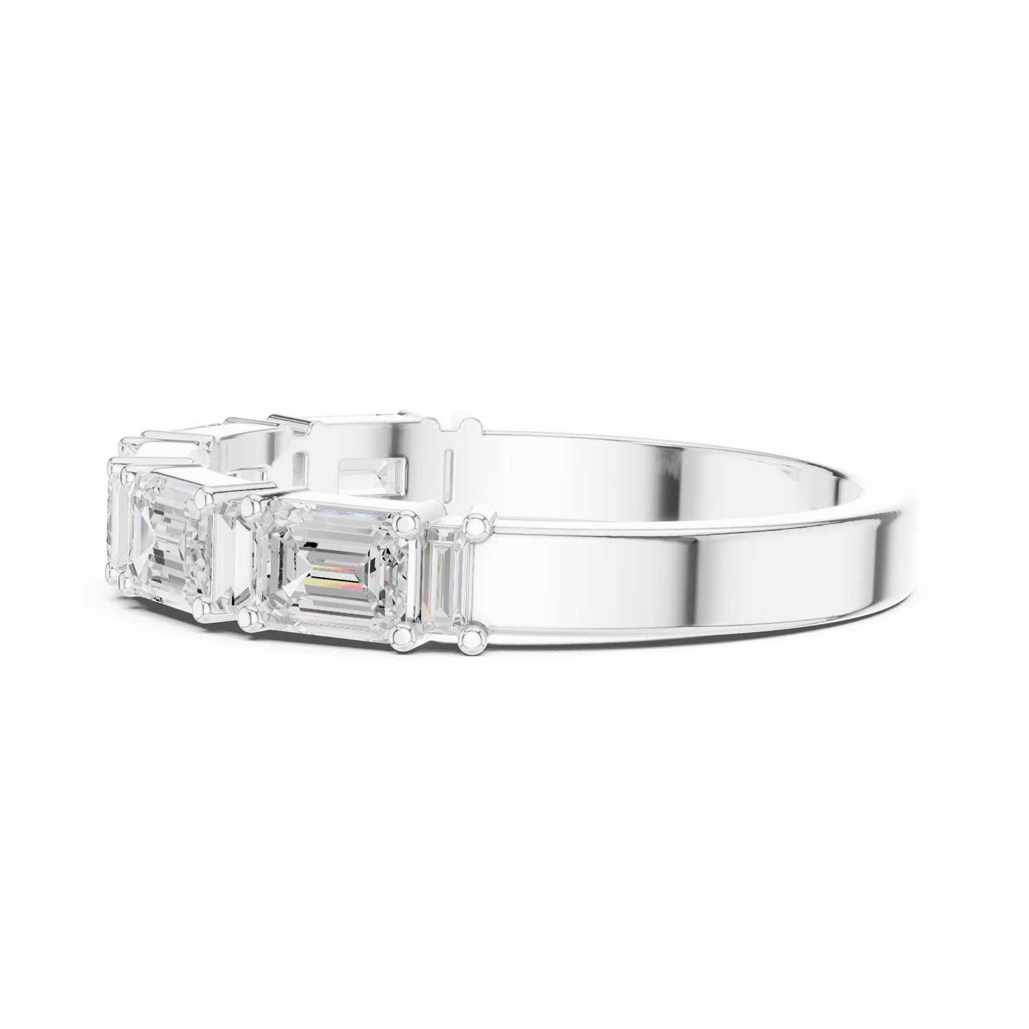 .85 Ct. Graduated Emerald Cut Diamond Half Eternity Wedding Band (DDLR-385) 7