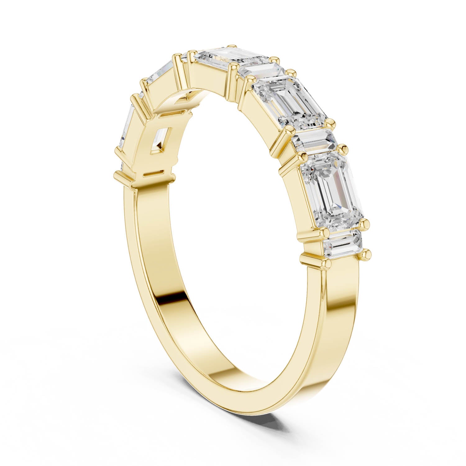 .85 Ct. Graduated Emerald Cut Diamond Half Eternity Wedding Band (DDLR-385) 11