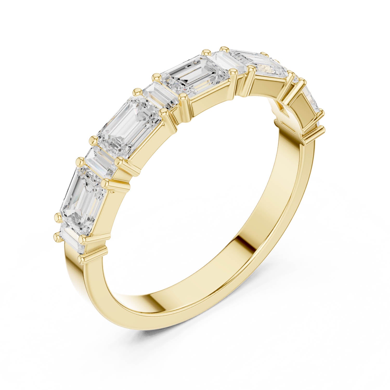 .85 Ct. Graduated Emerald Cut Diamond Half Eternity Wedding Band (DDLR-385)