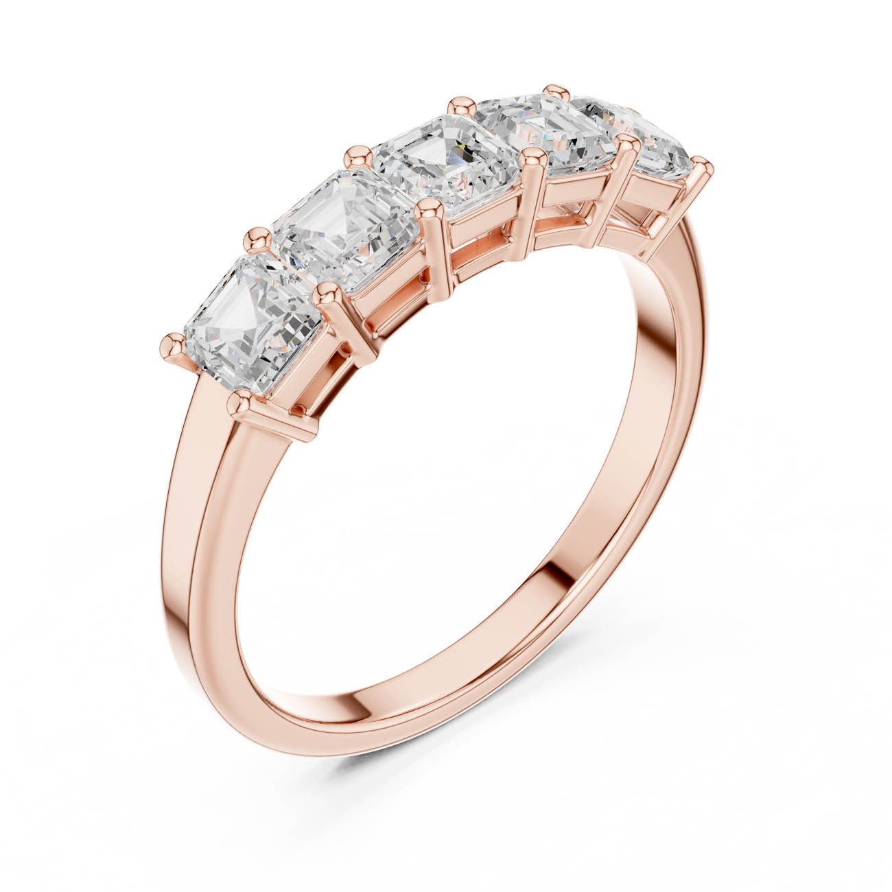 1.11 Ct. Five-Stone Asscher Cut Diamond Ring (DDLR-386) 10