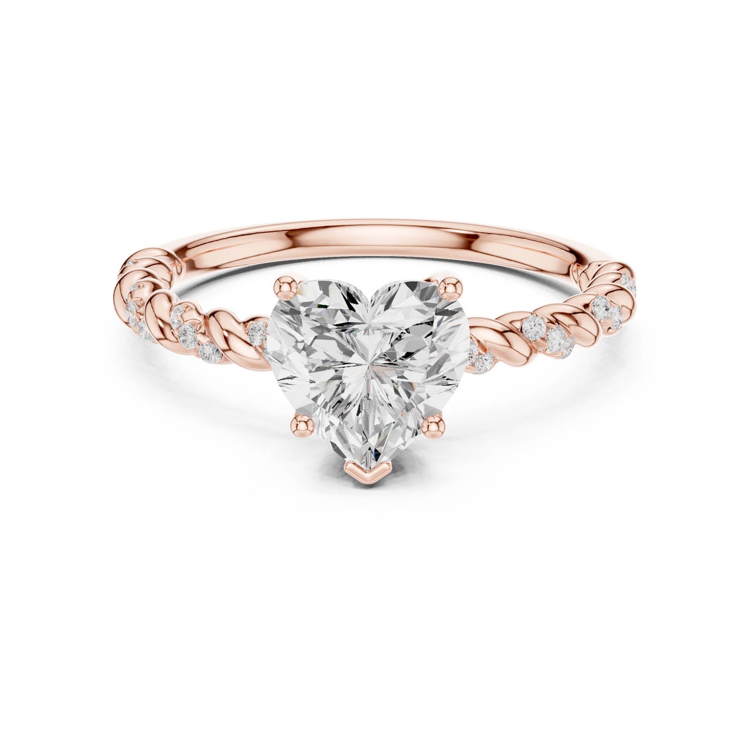 1.33 Ct. Heart Diamond Ring with Diamond Rope Shank (DDLR-396) 6
