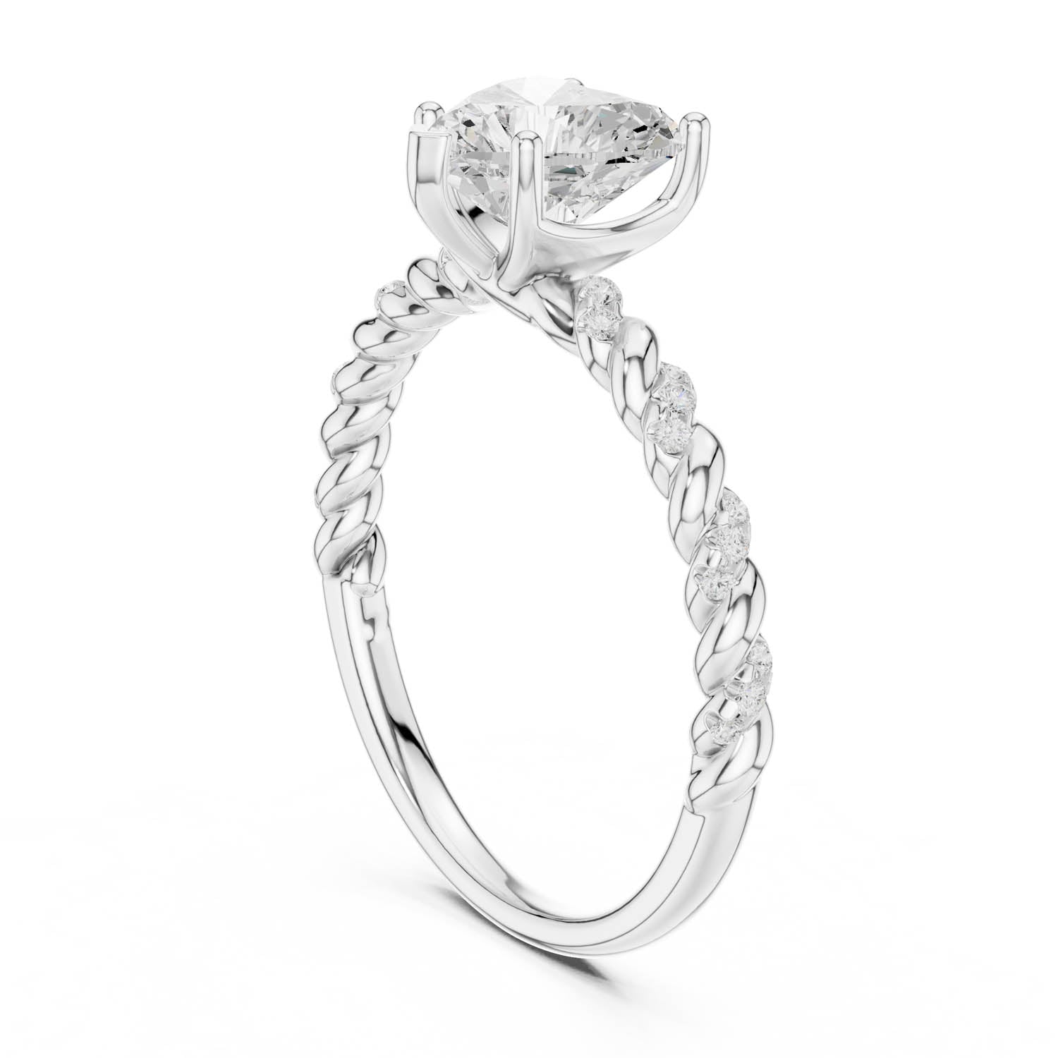 1.33 Ct. Heart Diamond Ring with Diamond Rope Shank (DDLR-396) 7