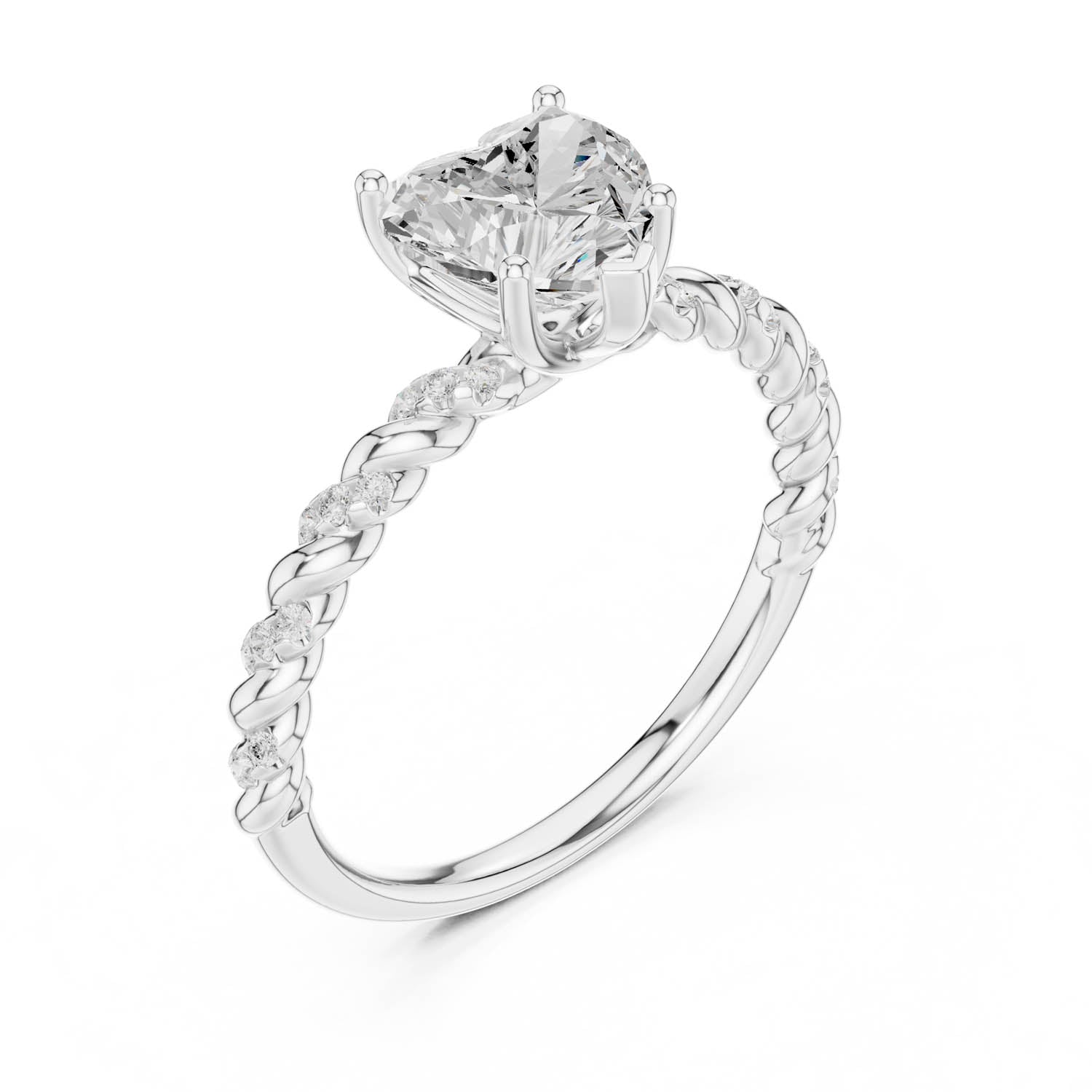 1.33 Ct. Heart Diamond Ring with Diamond Rope Shank (DDLR-396) 4
