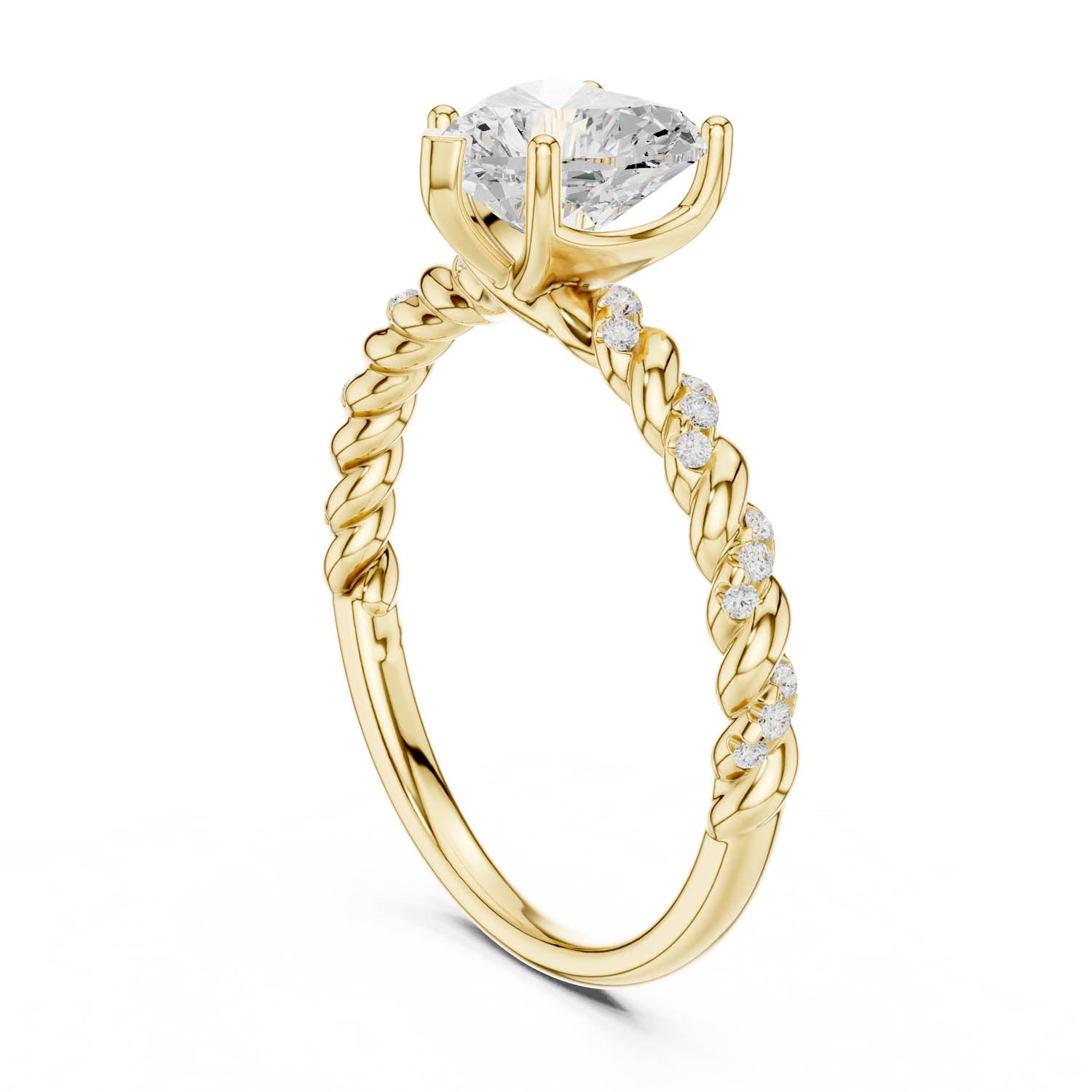 1.33 Ct. Heart Diamond Ring with Diamond Rope Shank (DDLR-396) 5