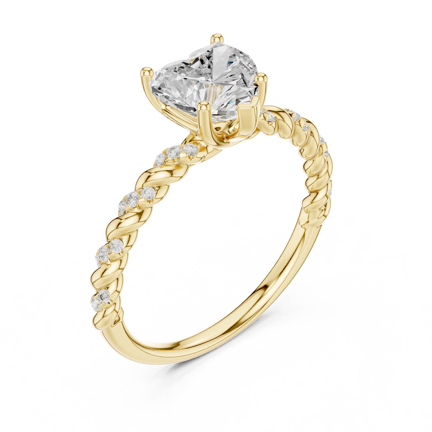 1.33 Ct. Heart Diamond Ring with Diamond Rope Shank (DDLR-396)