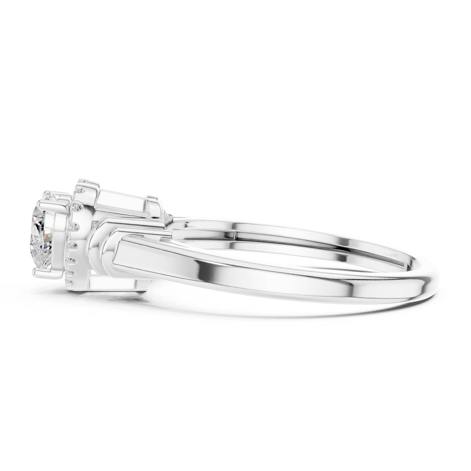 0.51 Ct. Heart Diamond Halo Ring with Cathedral Shank and Wrapped Shoulder Design (DDLR-399) 10