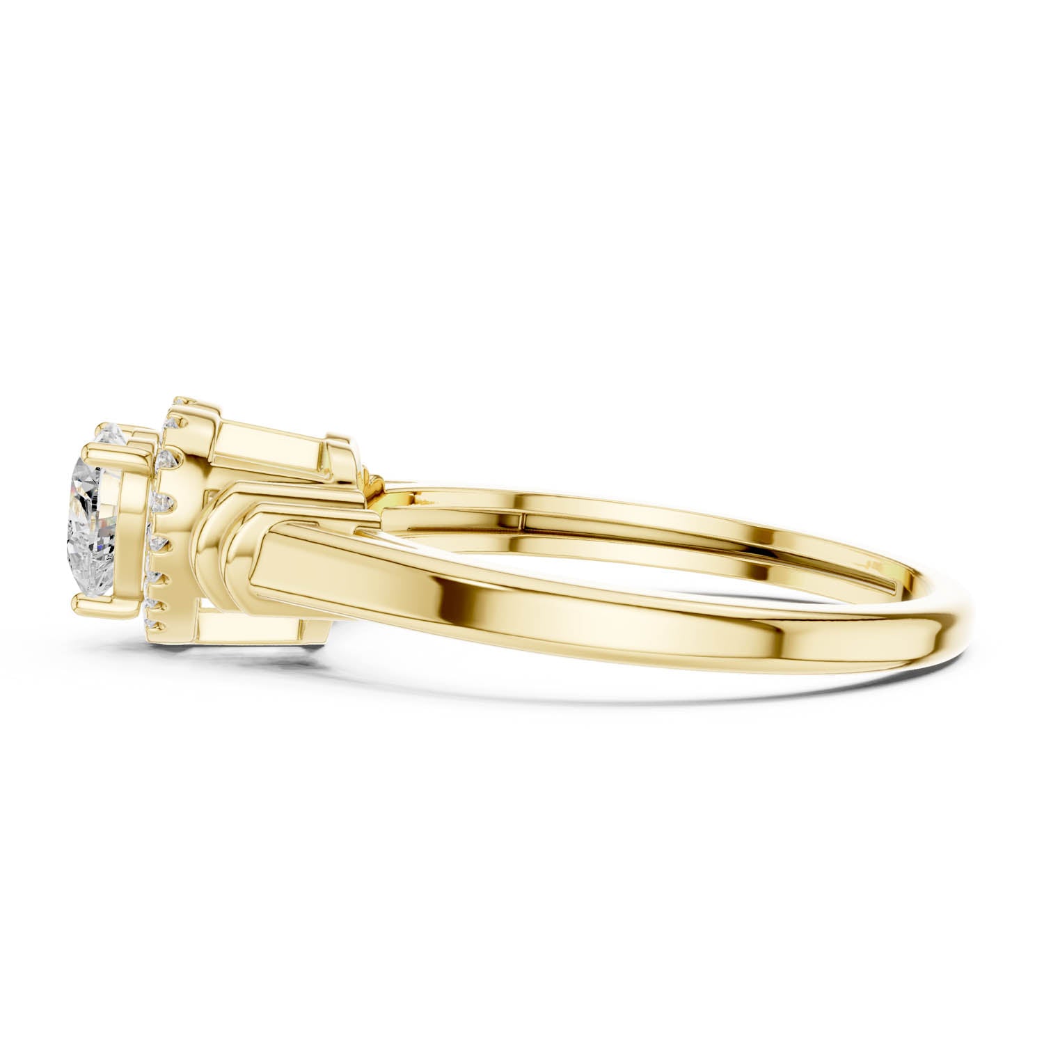 0.51 Ct. Heart Diamond Halo Ring with Cathedral Shank and Wrapped Shoulder Design (DDLR-399) 8