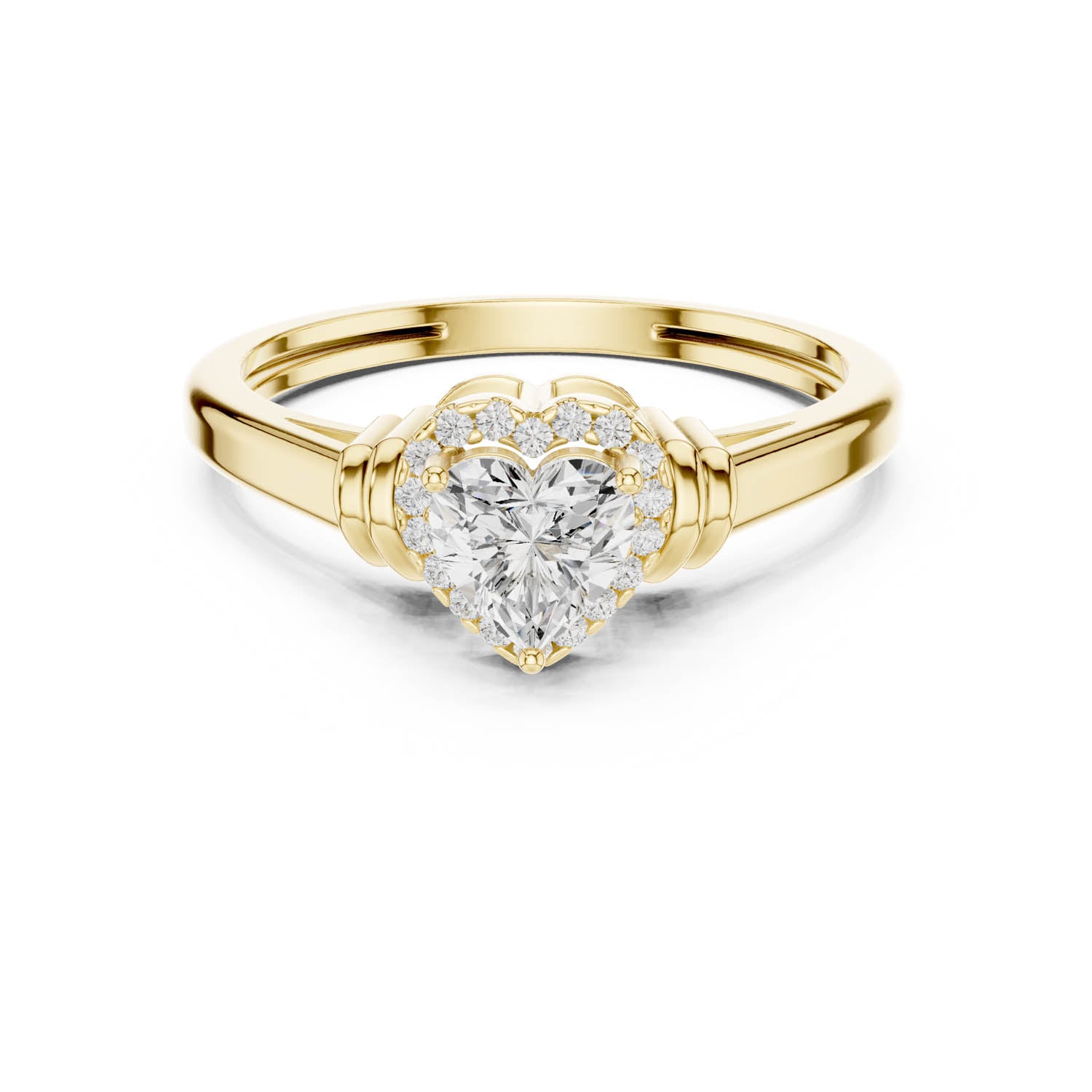 0.51 Ct. Heart Diamond Halo Ring with Cathedral Shank and Wrapped Shoulder Design (DDLR-399) 5