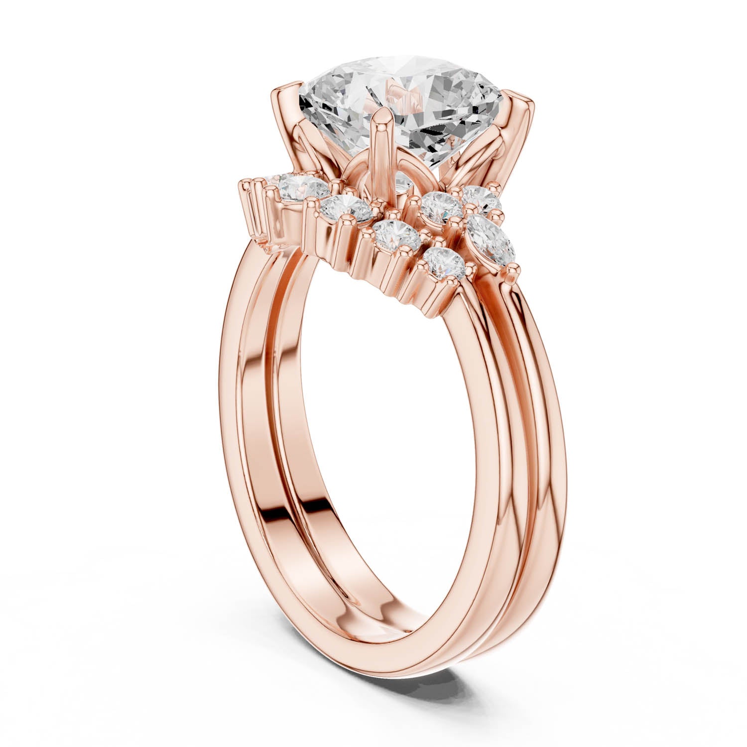 2.30 Ct. Cushion Diamond Cluster Ring with Stackable Band Design (DDLR-440) 4