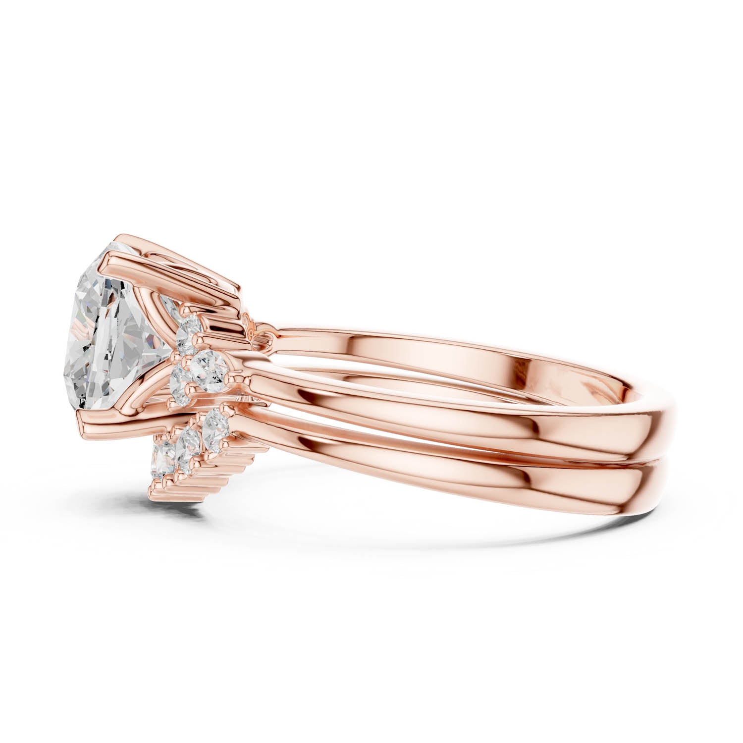 2.30 Ct. Cushion Diamond Cluster Ring with Stackable Band Design (DDLR-440) 10