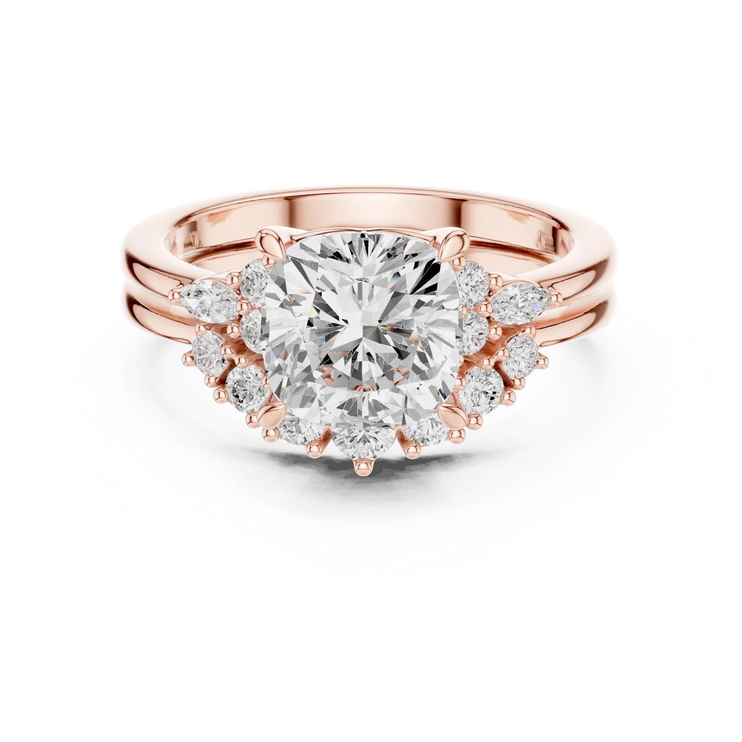 2.30 Ct. Cushion Diamond Cluster Ring with Stackable Band Design (DDLR-440)