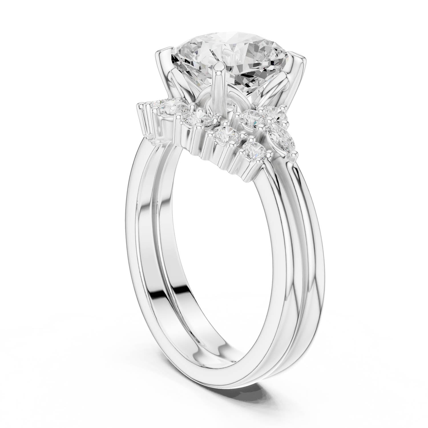 2.30 Ct. Cushion Diamond Cluster Ring with Stackable Band Design (DDLR-440) 6