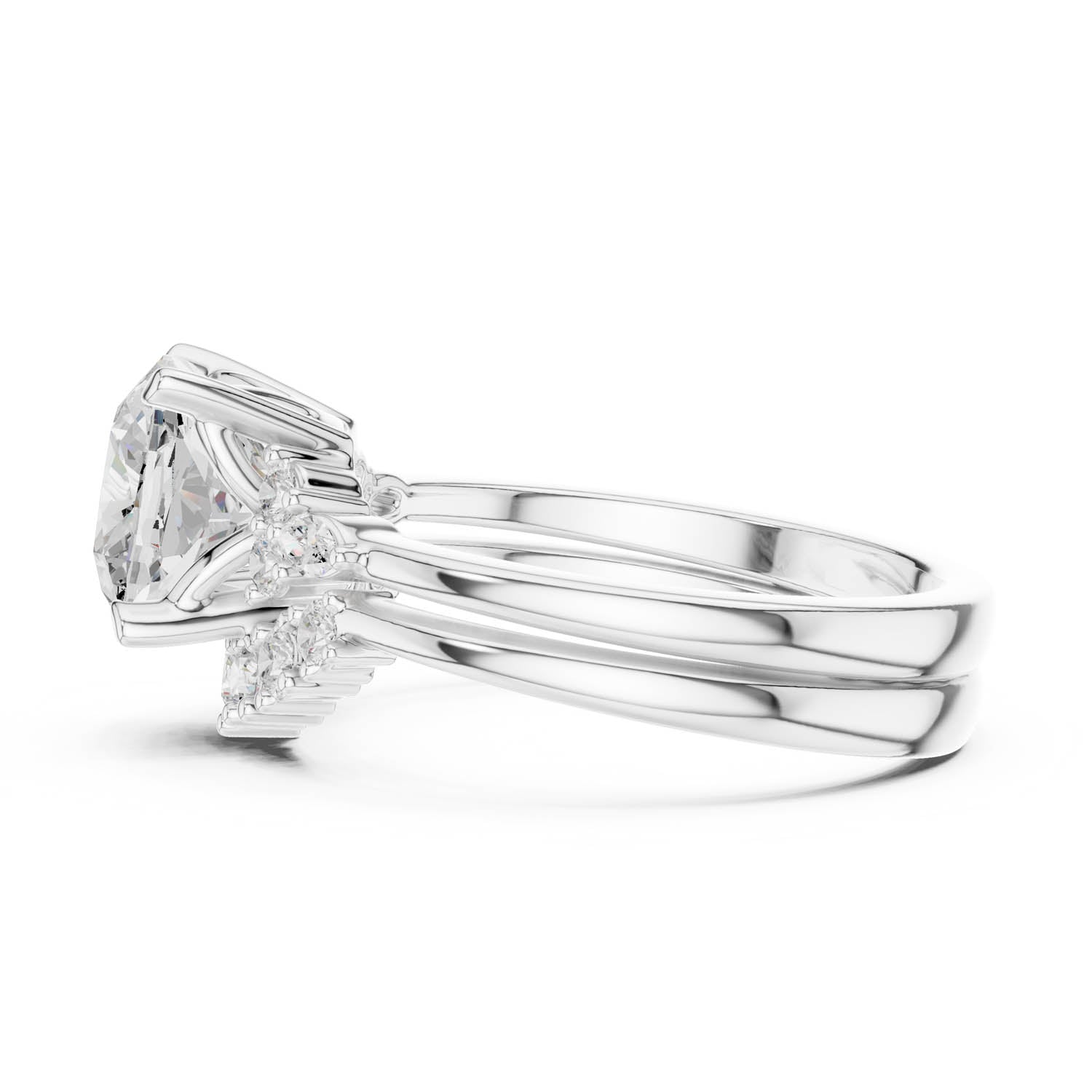2.30 Ct. Cushion Diamond Cluster Ring with Stackable Band Design (DDLR-440) 3