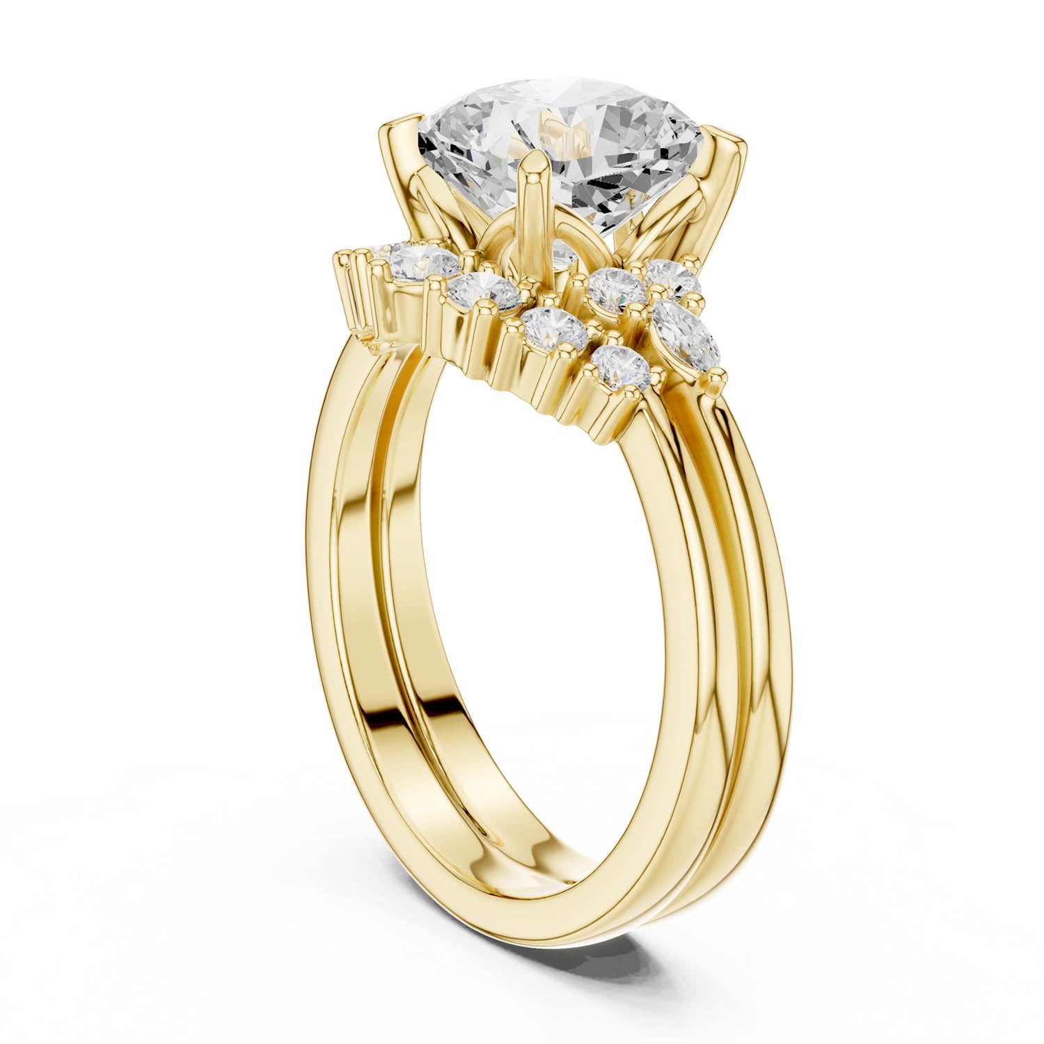 2.30 Ct. Cushion Diamond Cluster Ring with Stackable Band Design (DDLR-440) 12