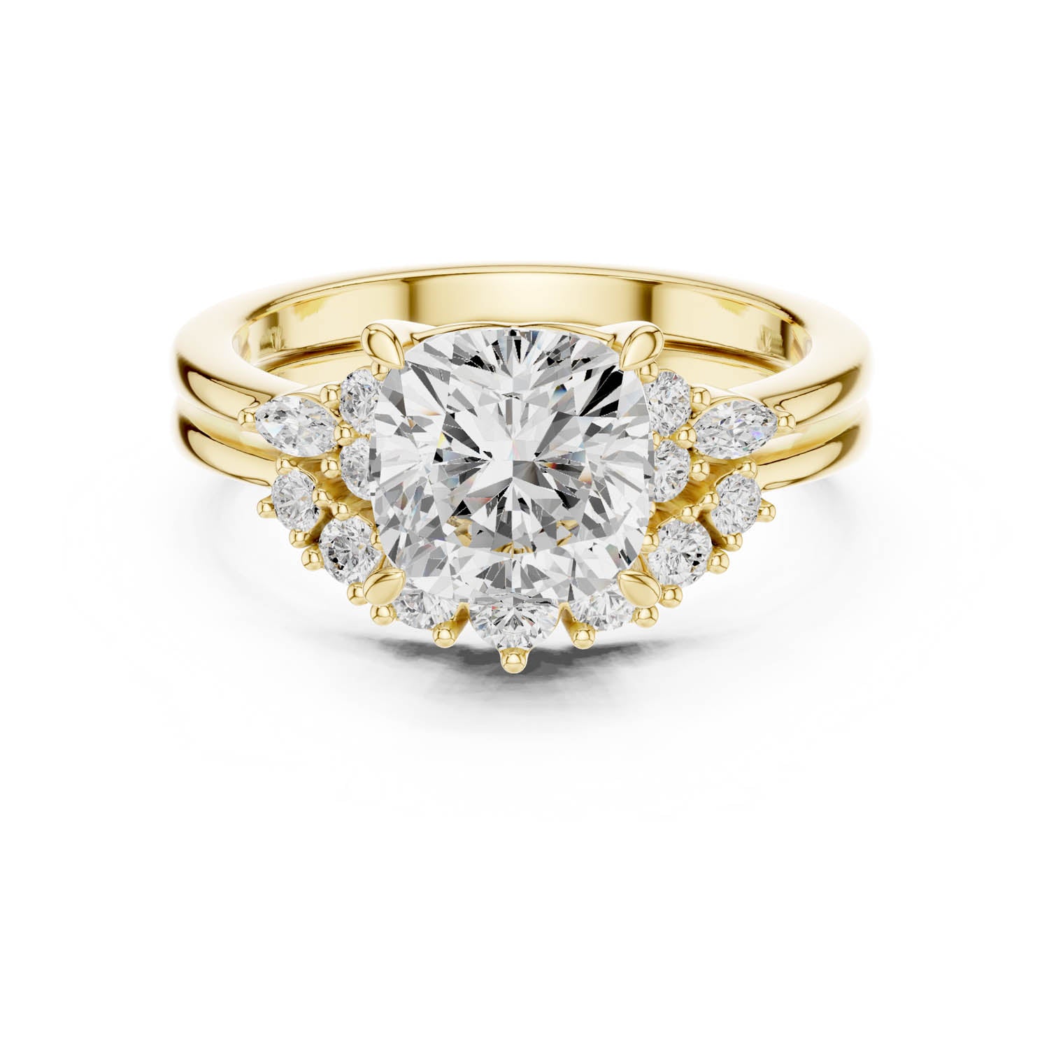 2.30 Ct. Cushion Diamond Cluster Ring with Stackable Band Design (DDLR-440) 5