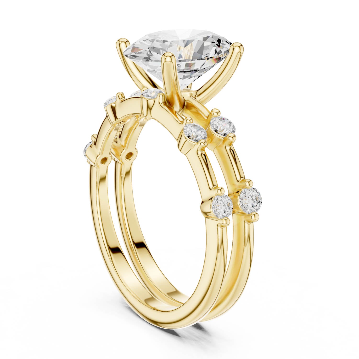2.78 Ct. Oval Diamond Ring with Double Band and Round Diamond Side Stones (DDLR-441) 11